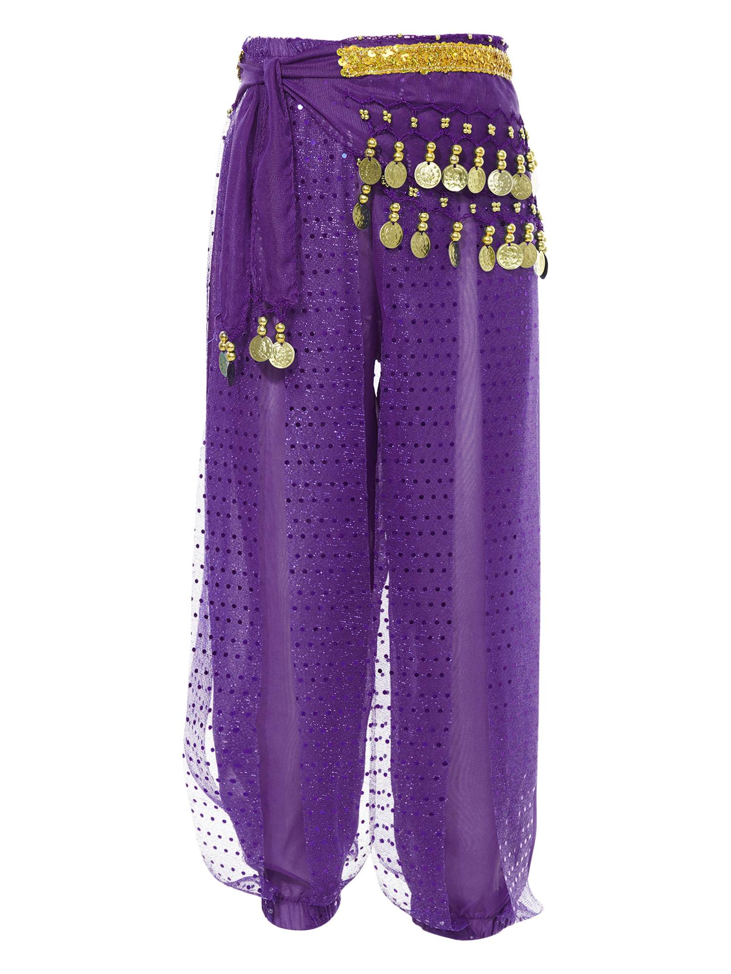 Kids Girls Sequined Chiffon Belly Dance Pants