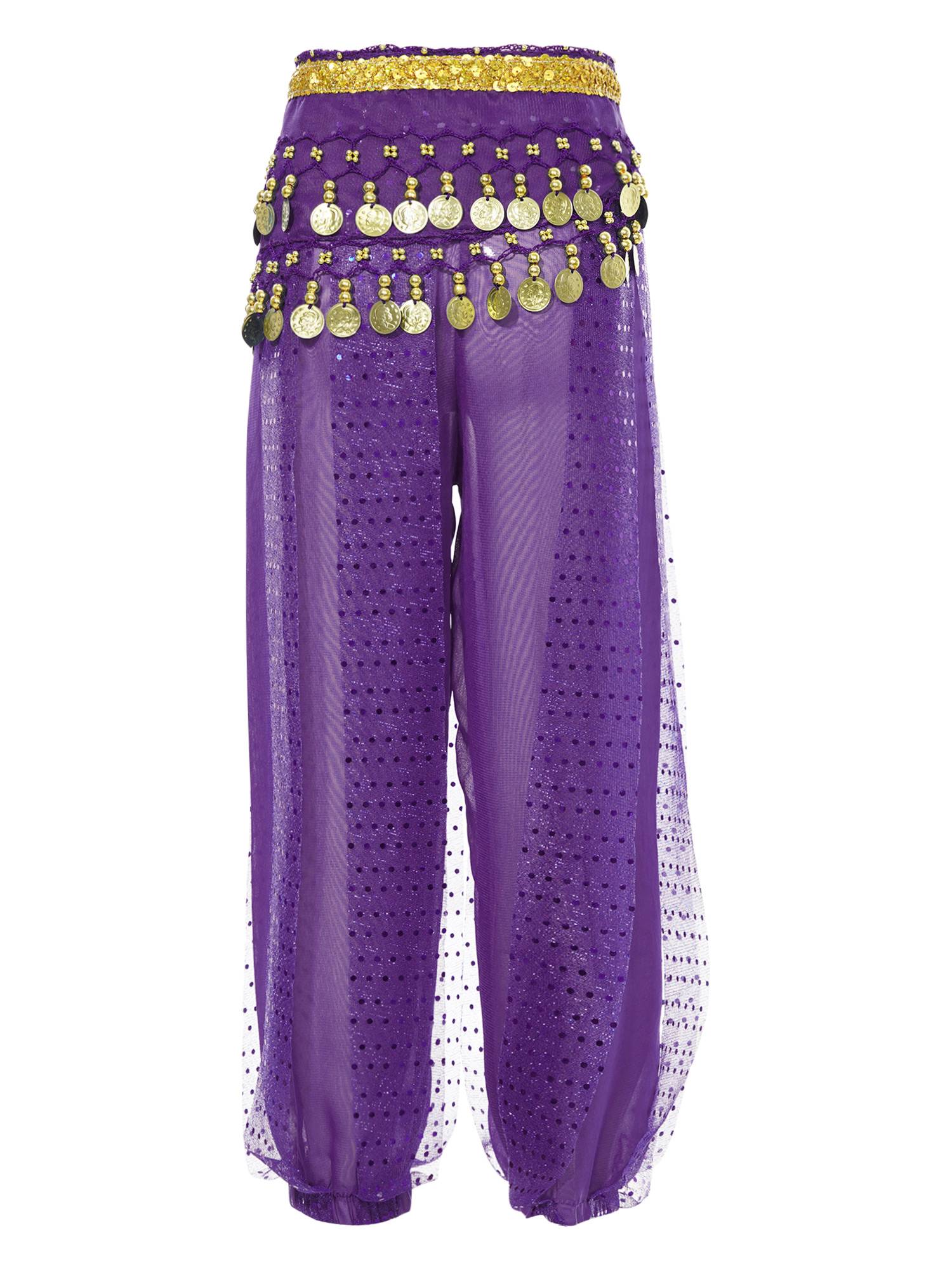 Kids Girls Sequined Chiffon Belly Dance Pants