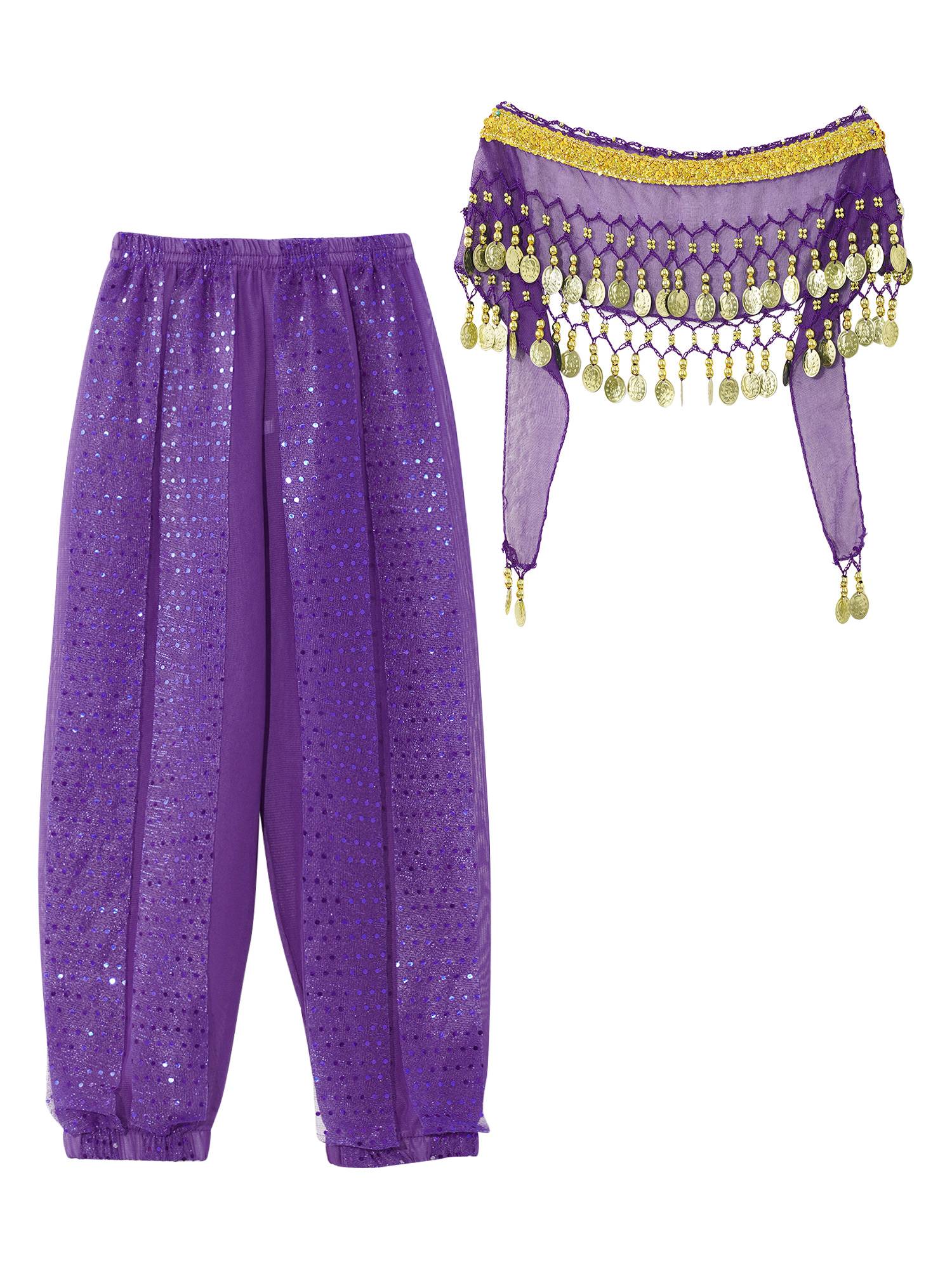 Kids Girls Sequined Chiffon Belly Dance Pants