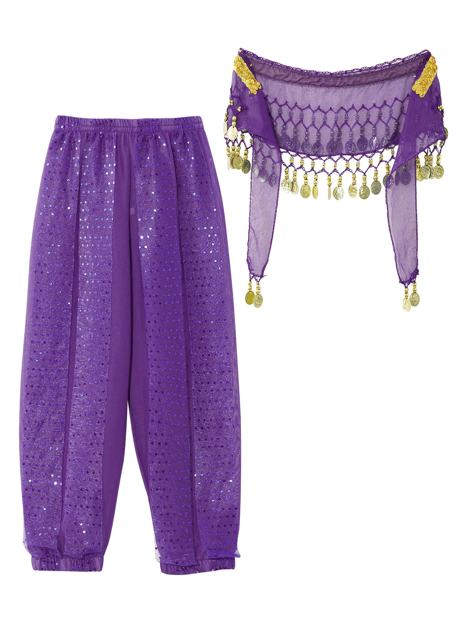 Kids Girls Sequined Chiffon Belly Dance Pants