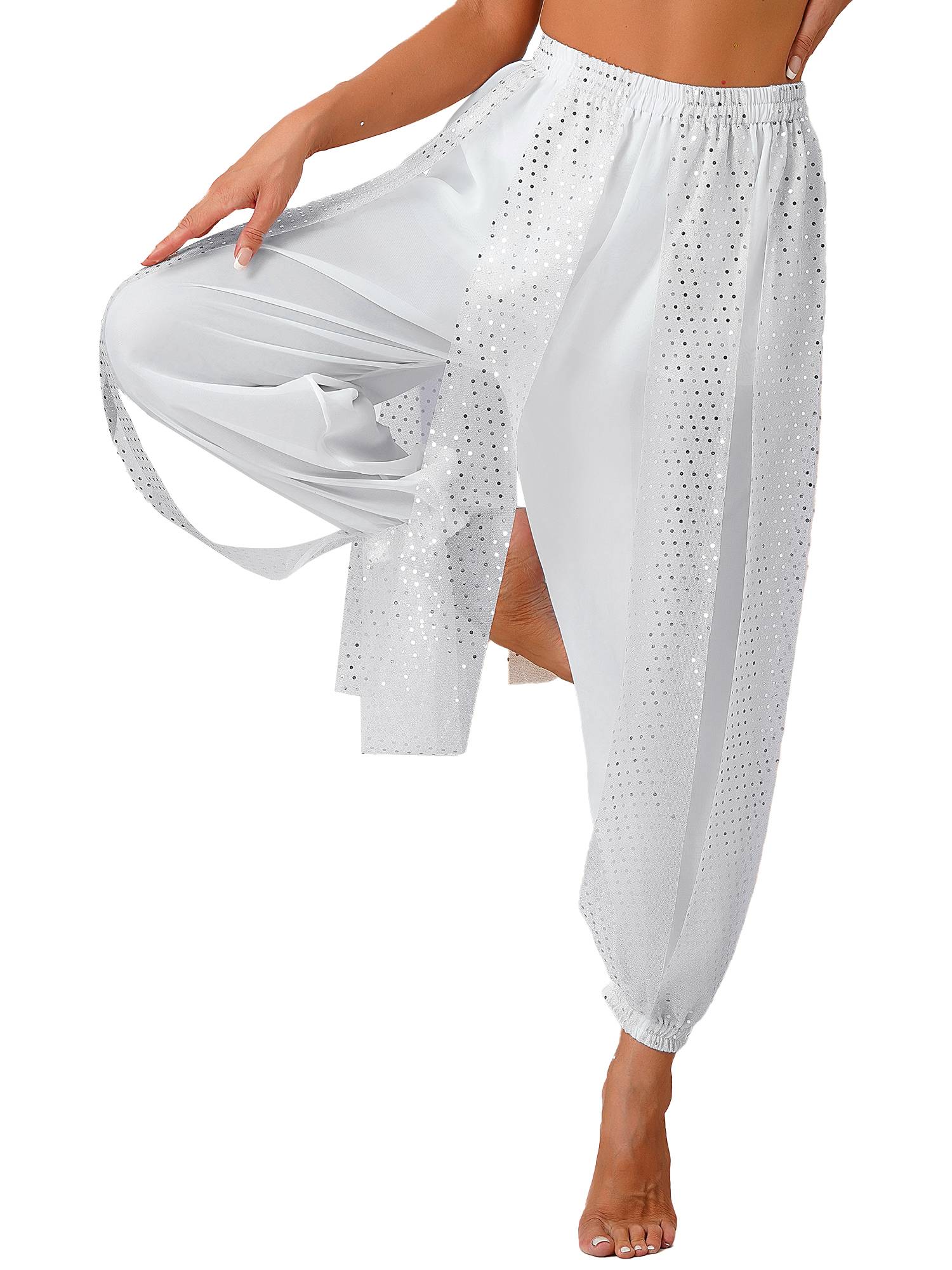 Women Sequined Dots Chiffon Belly Dance Pants
