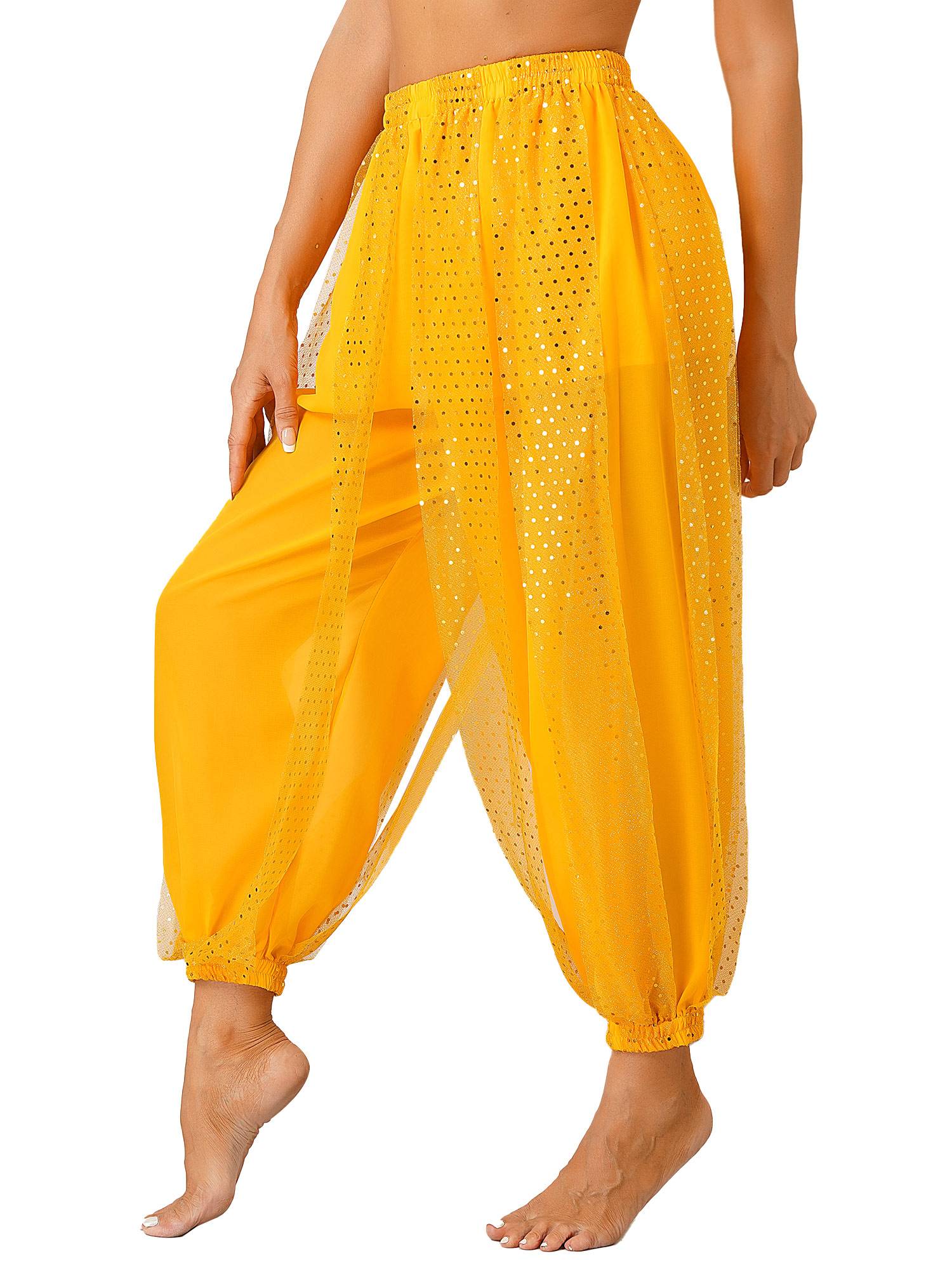 Women Sequined Dots Chiffon Belly Dance Pants