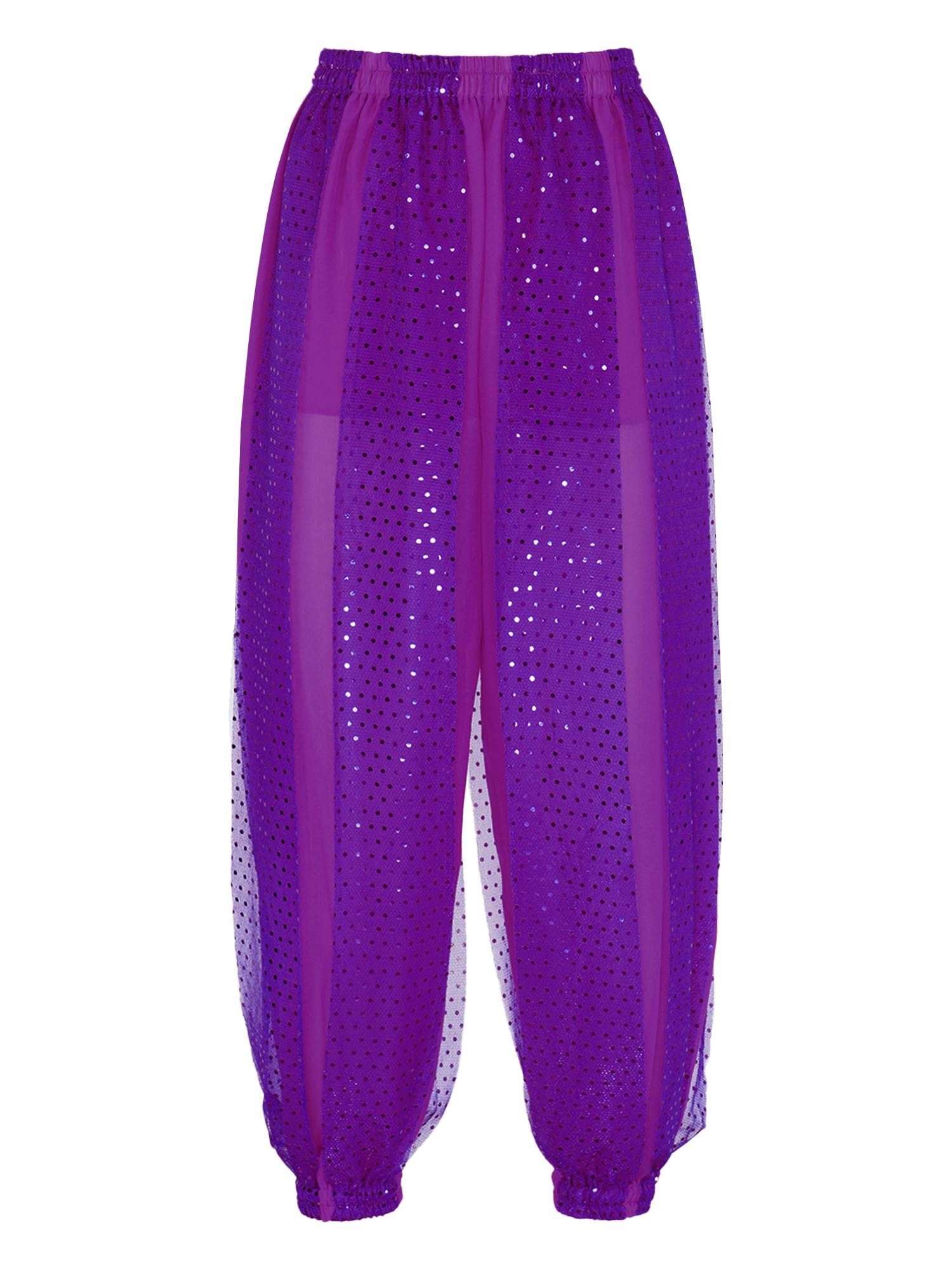 Women Sequined Dots Chiffon Belly Dance Pants
