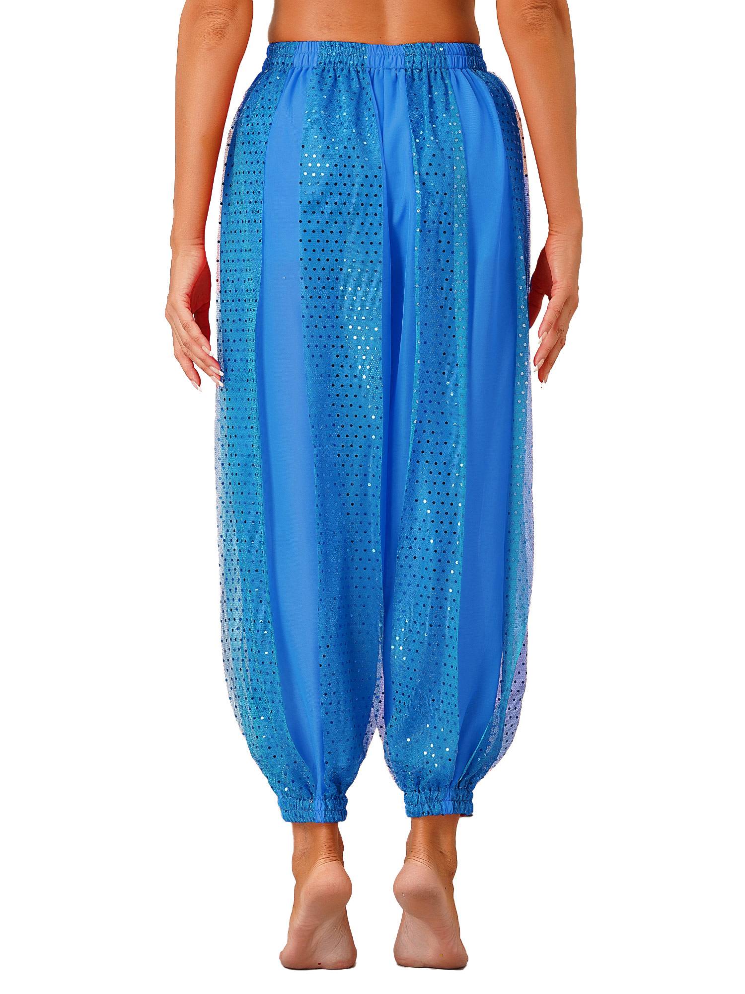 Women Sequined Dots Chiffon Belly Dance Pants
