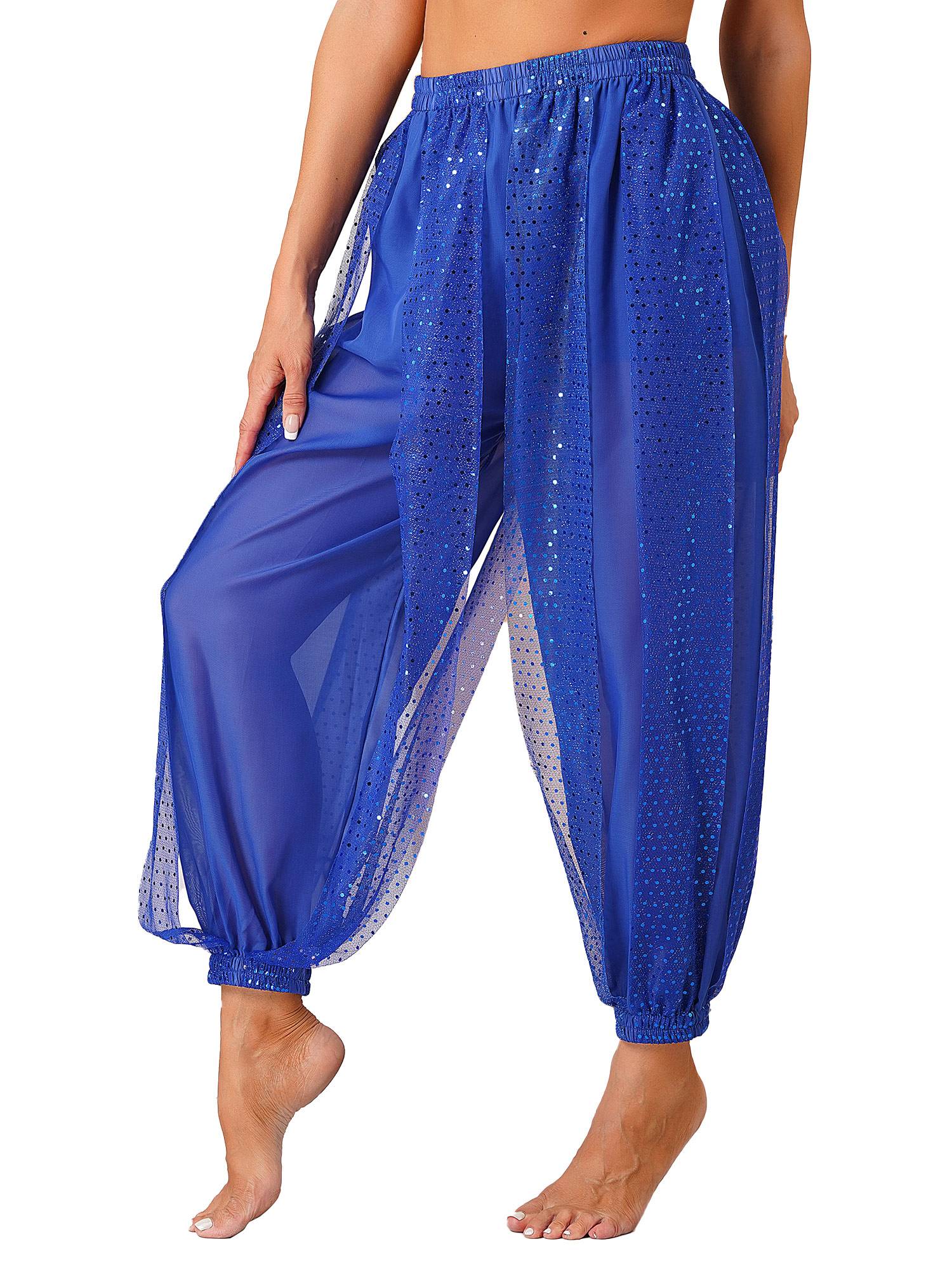 Women Sequined Dots Chiffon Belly Dance Pants