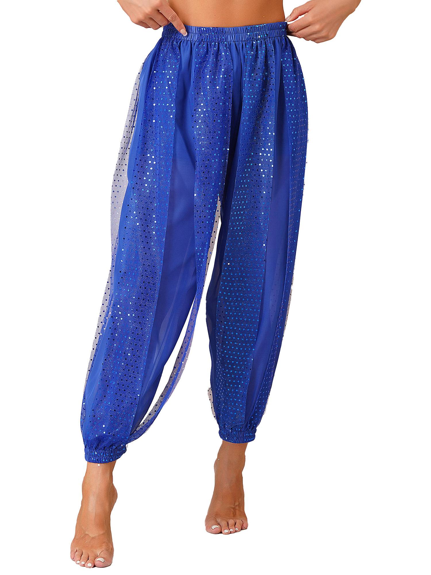 Women Sequined Dots Chiffon Belly Dance Pants
