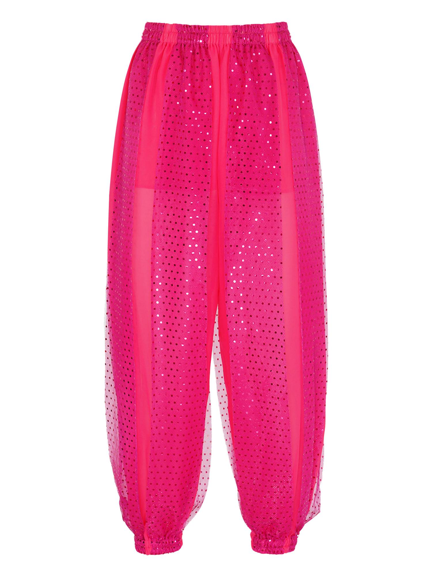 Women Sequined Dots Chiffon Belly Dance Pants