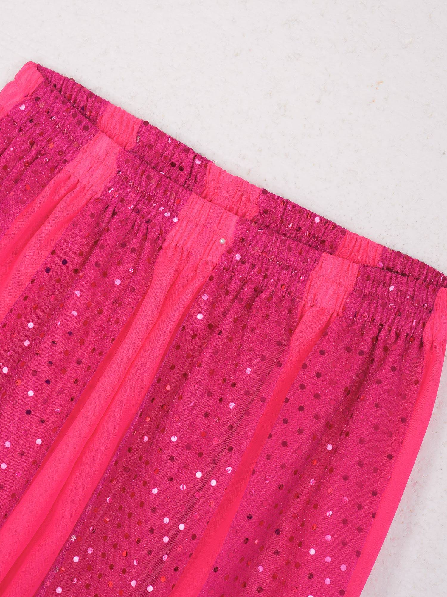 Women Sequined Dots Chiffon Belly Dance Pants