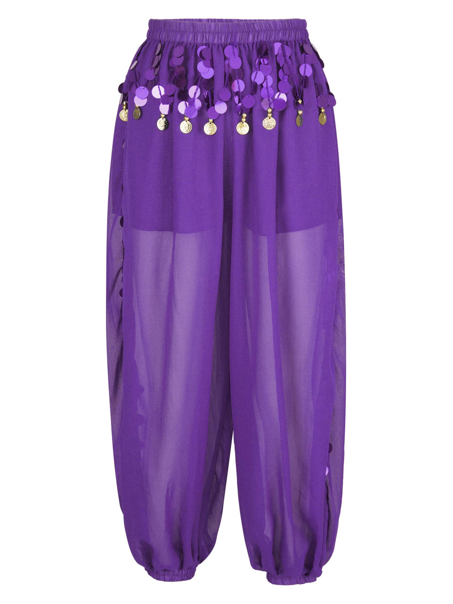 Women Sequins Side Split Belly Dance Bloomers