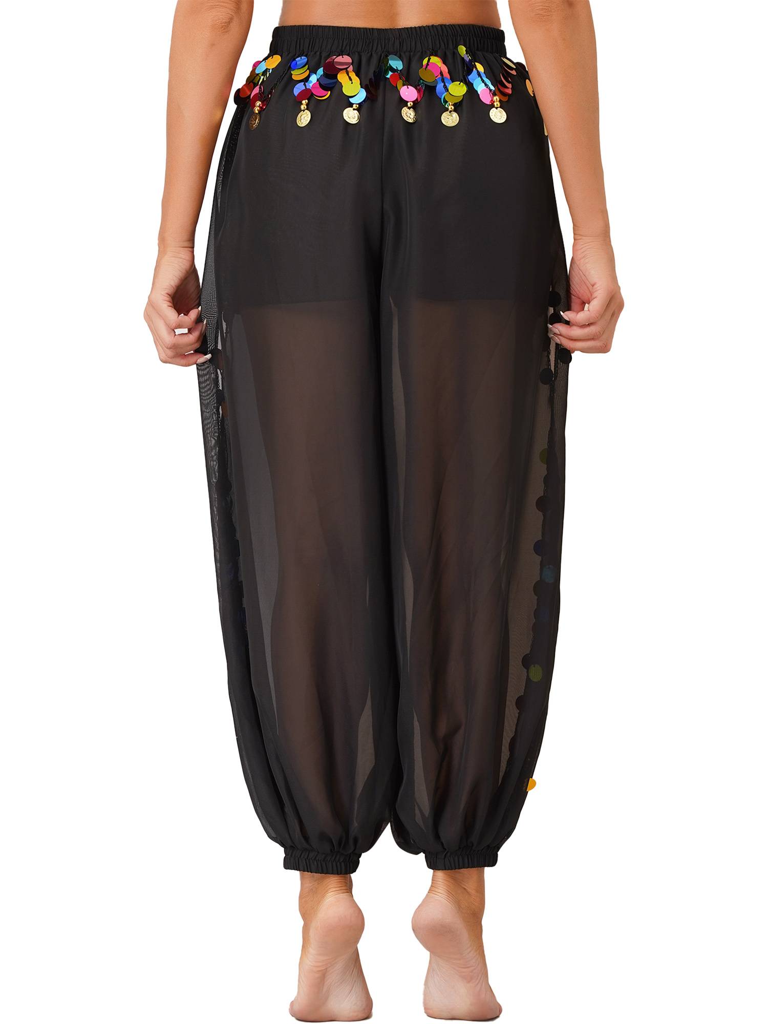 Women Sequins Side Split Belly Dance Bloomers