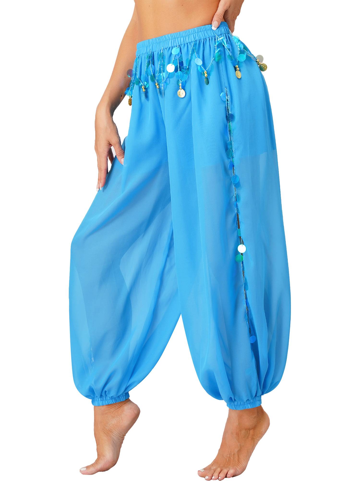 Women Sequins Side Split Belly Dance Bloomers