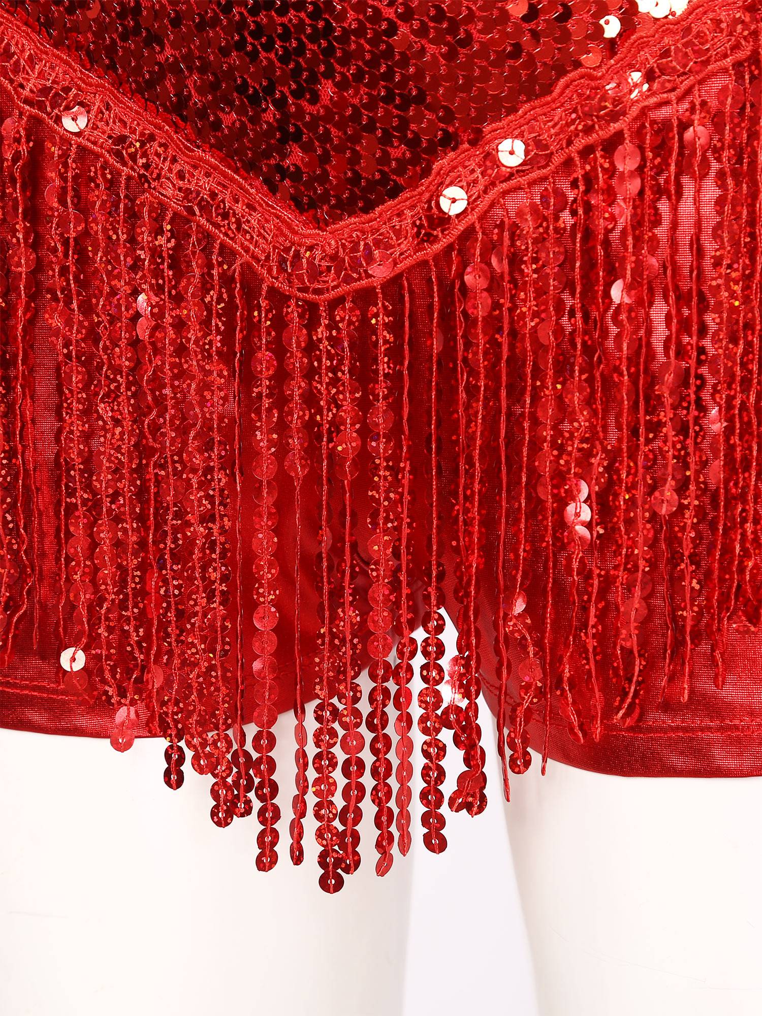 Women Sequins Tassel Latin Dance Leotard