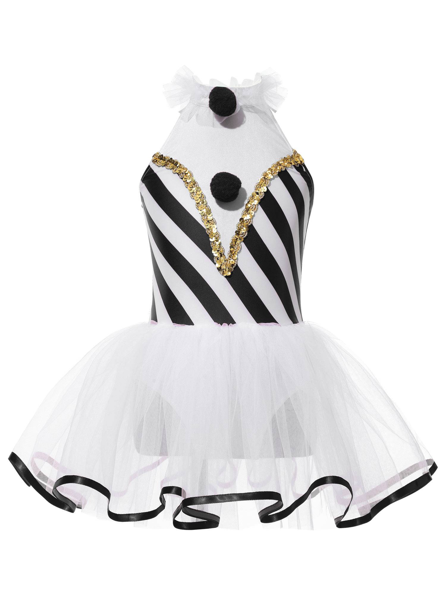 Girls Halter Neck Sleeveless Stripes Christmas Candy Cane Tutu Dress