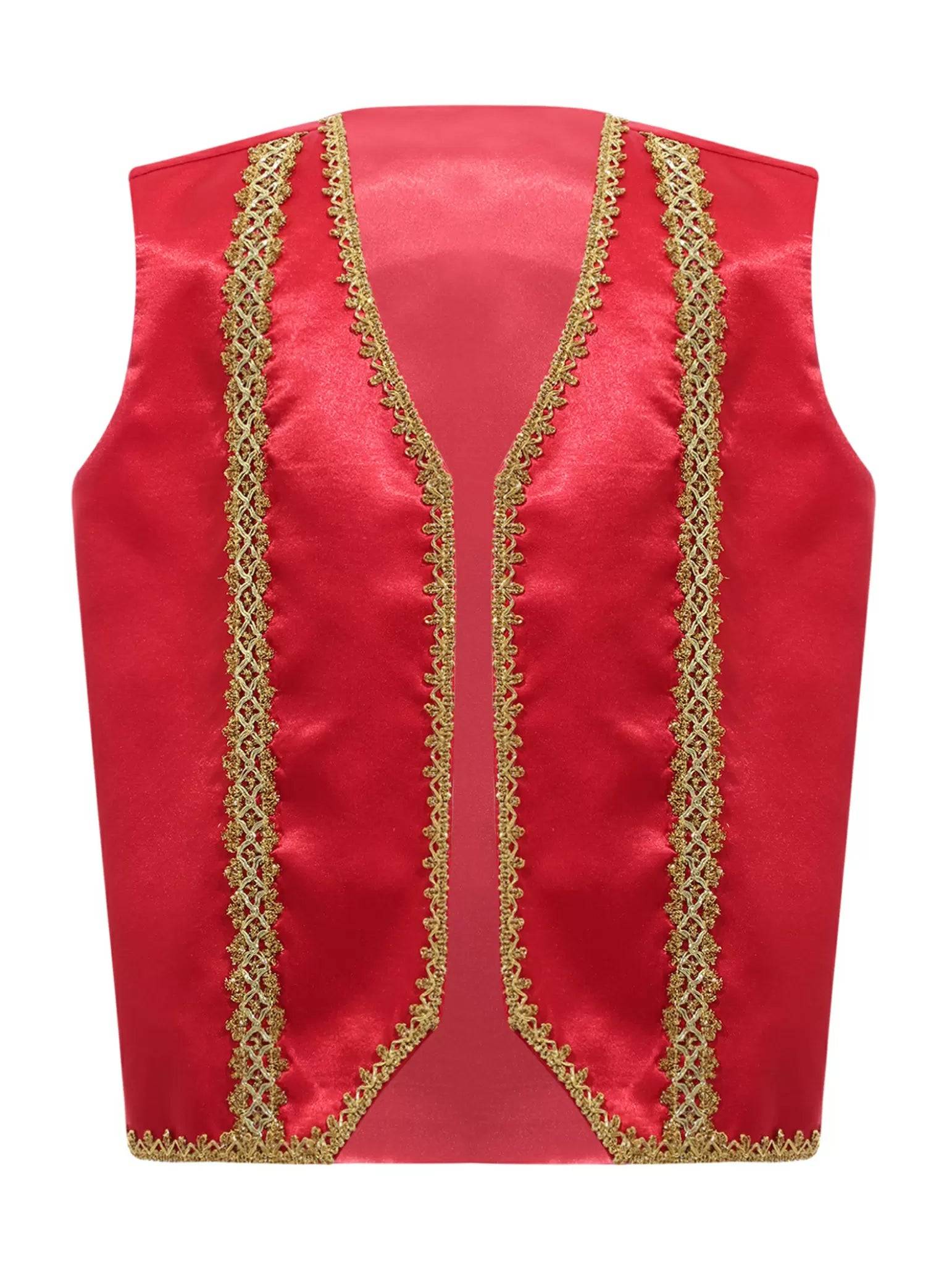 Kids Sleeveless Gold Lace Open Front Gothic Vest