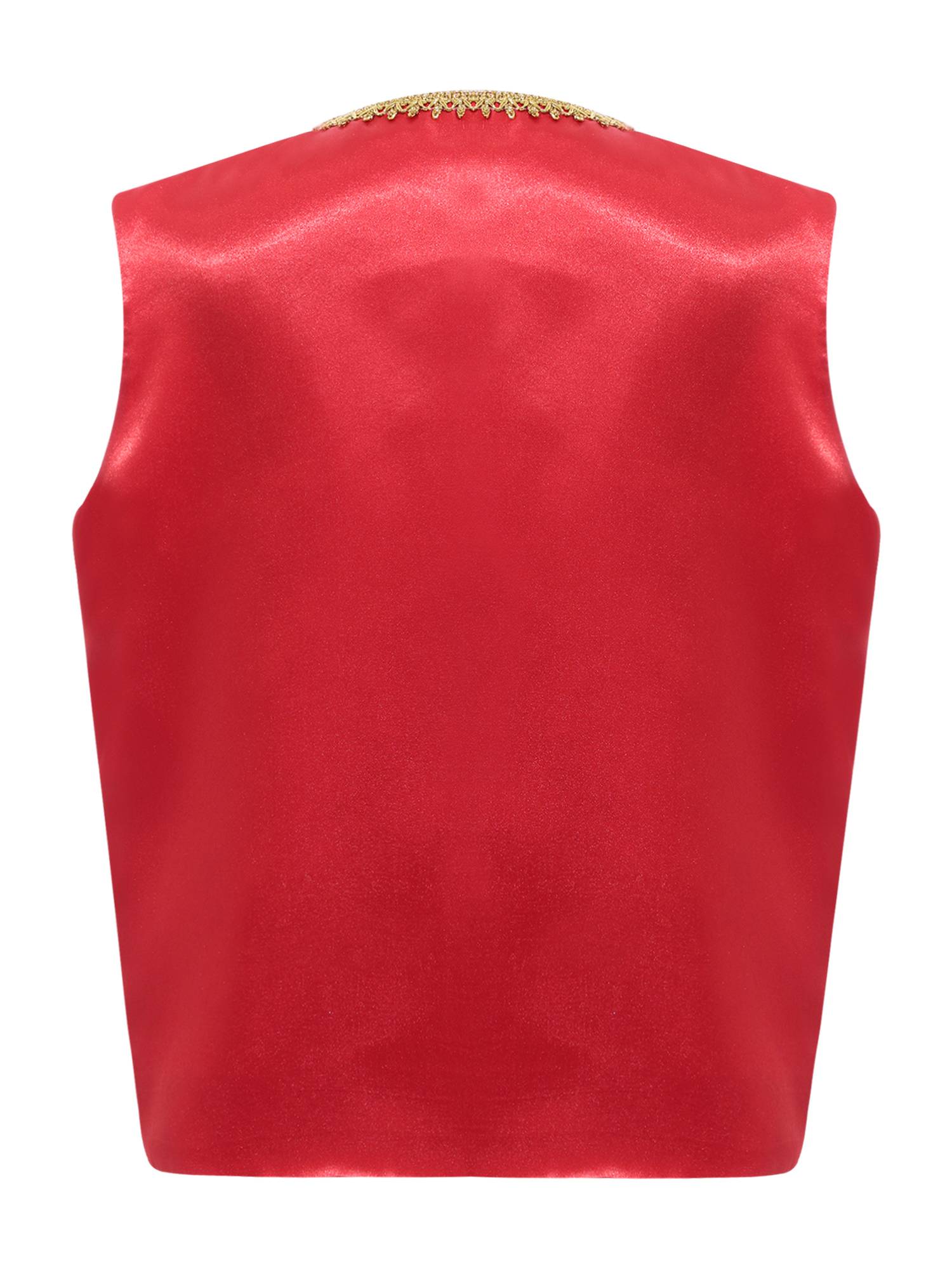 Kids Sleeveless Gold Lace Open Front Gothic Vest