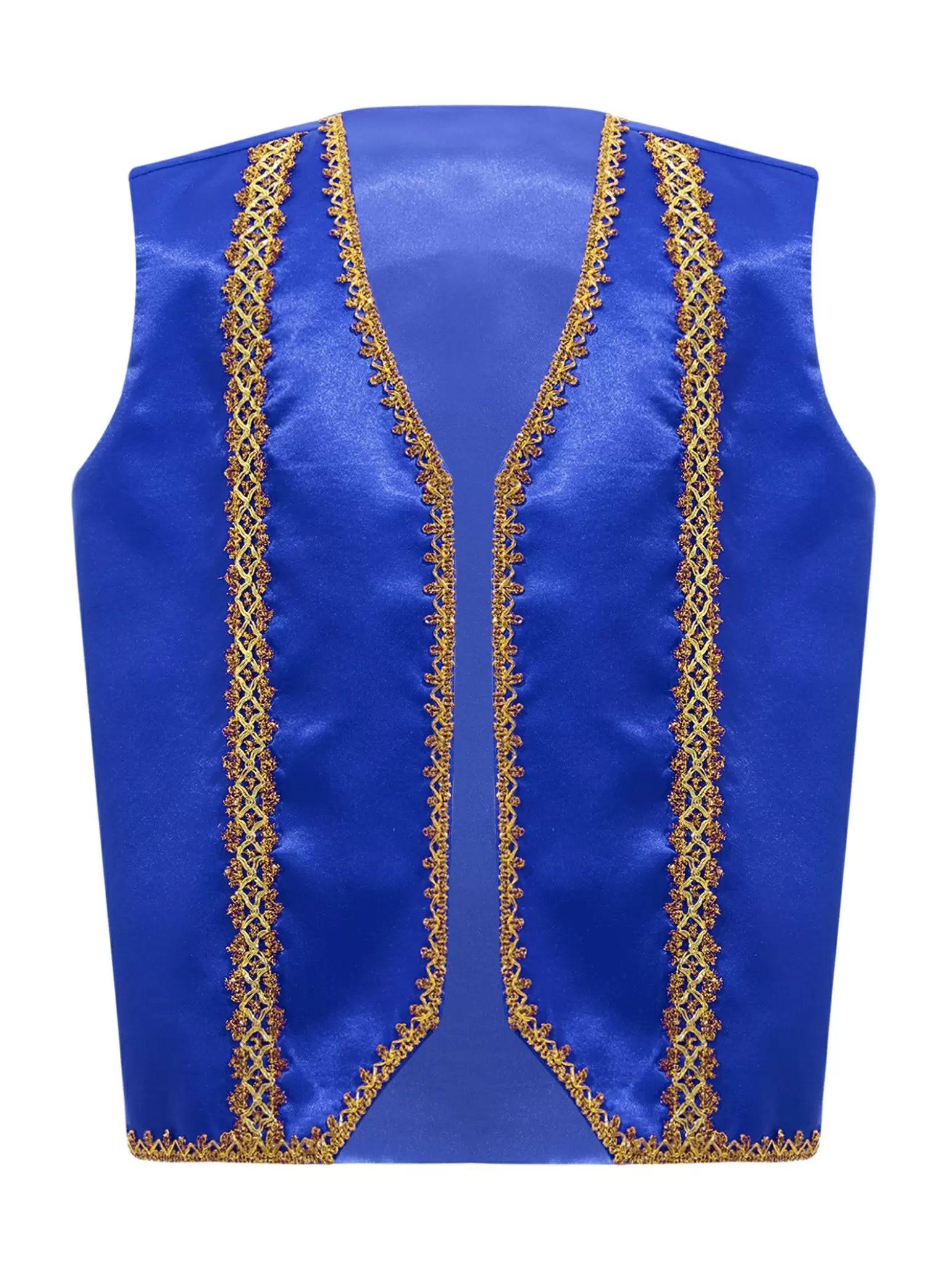Kids Sleeveless Gold Lace Open Front Gothic Vest
