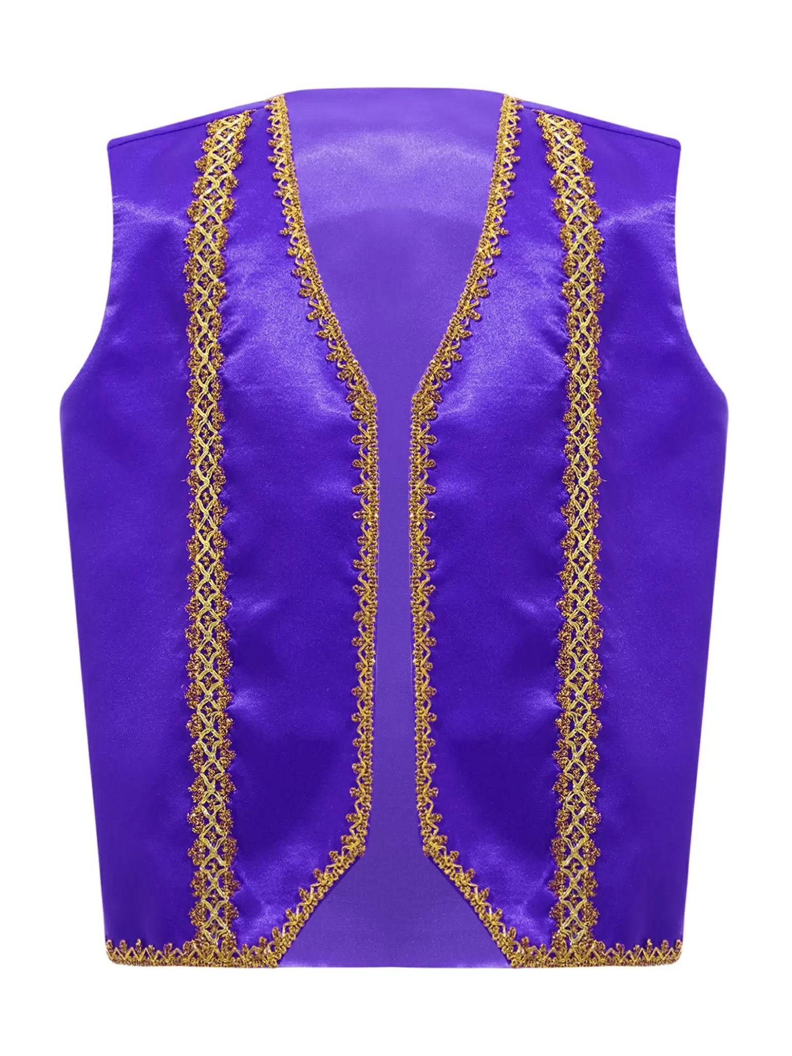 Kids Sleeveless Gold Lace Open Front Gothic Vest