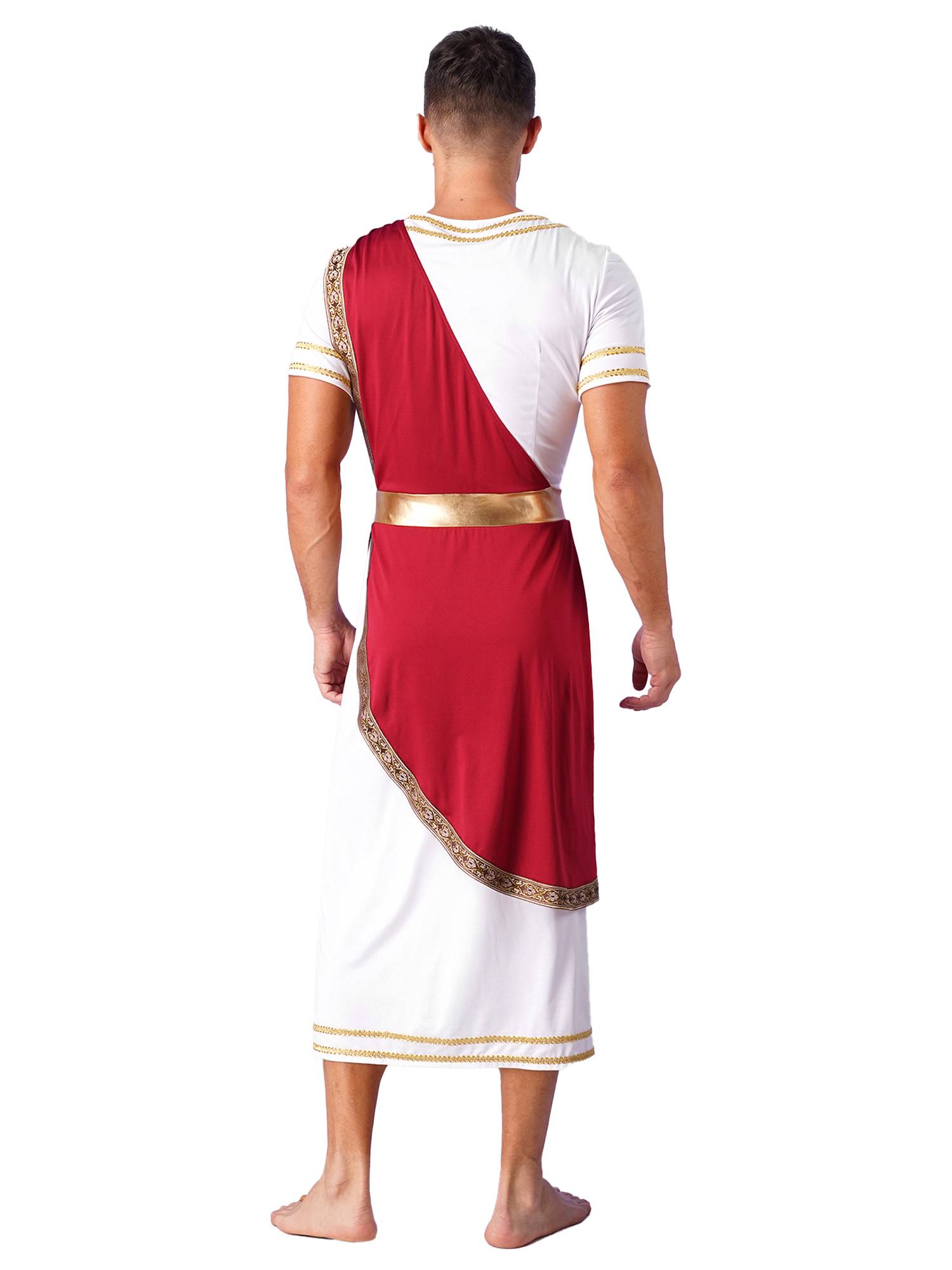 Men Short Sleeve Roman Robe Halloween Ancient Greek Toga Dress