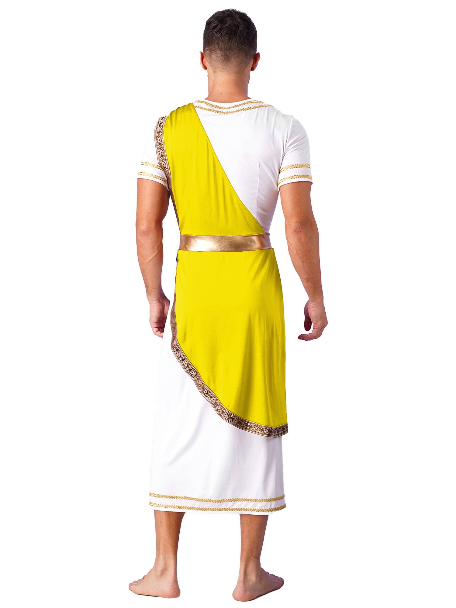Men Short Sleeve Roman Robe Halloween Ancient Greek Toga Dress