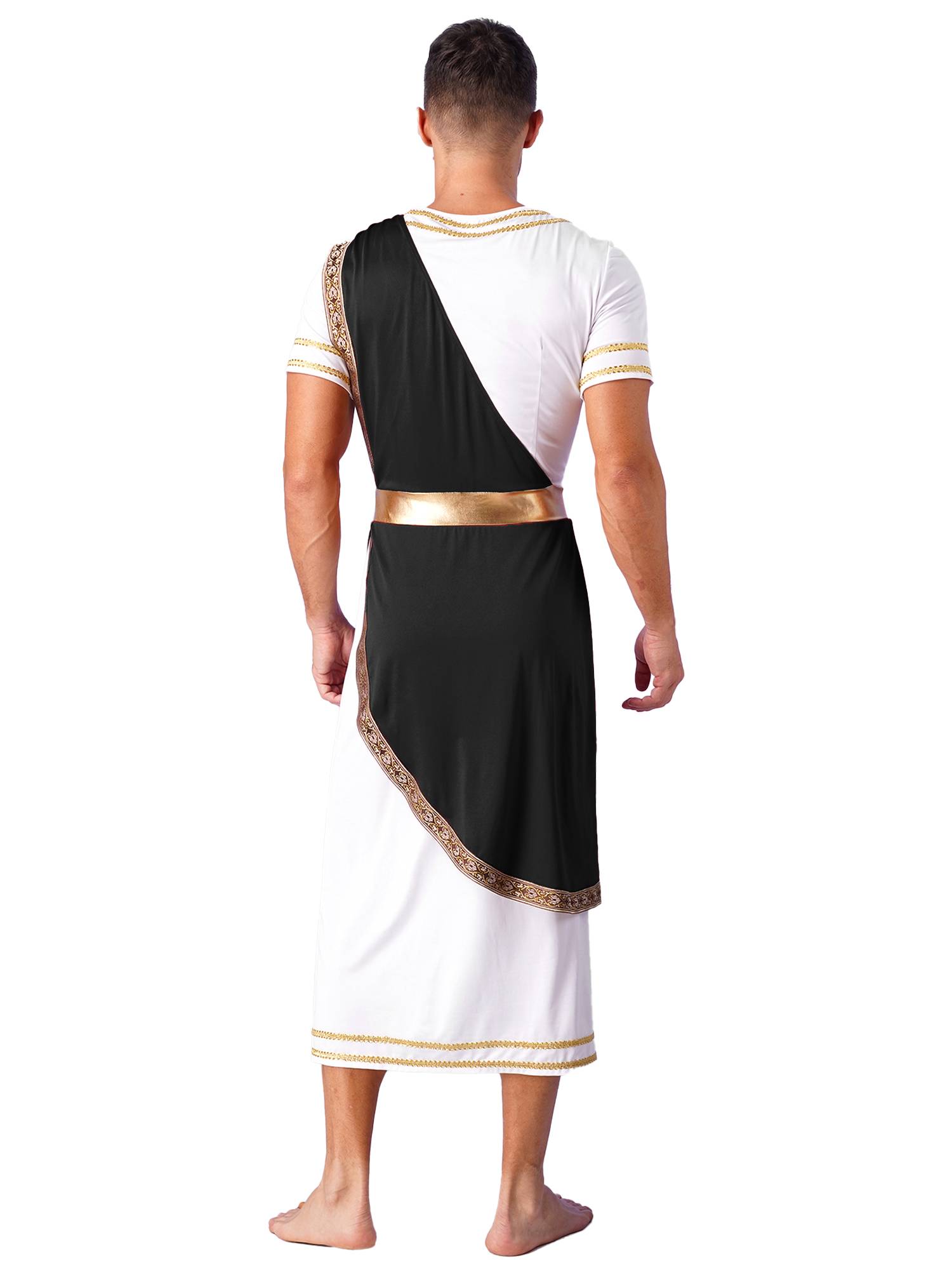 Men Short Sleeve Roman Robe Halloween Ancient Greek Toga Dress