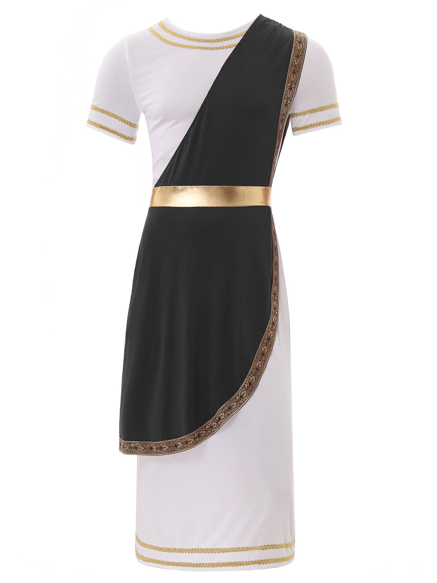 Men Short Sleeve Roman Robe Halloween Ancient Greek Toga Dress