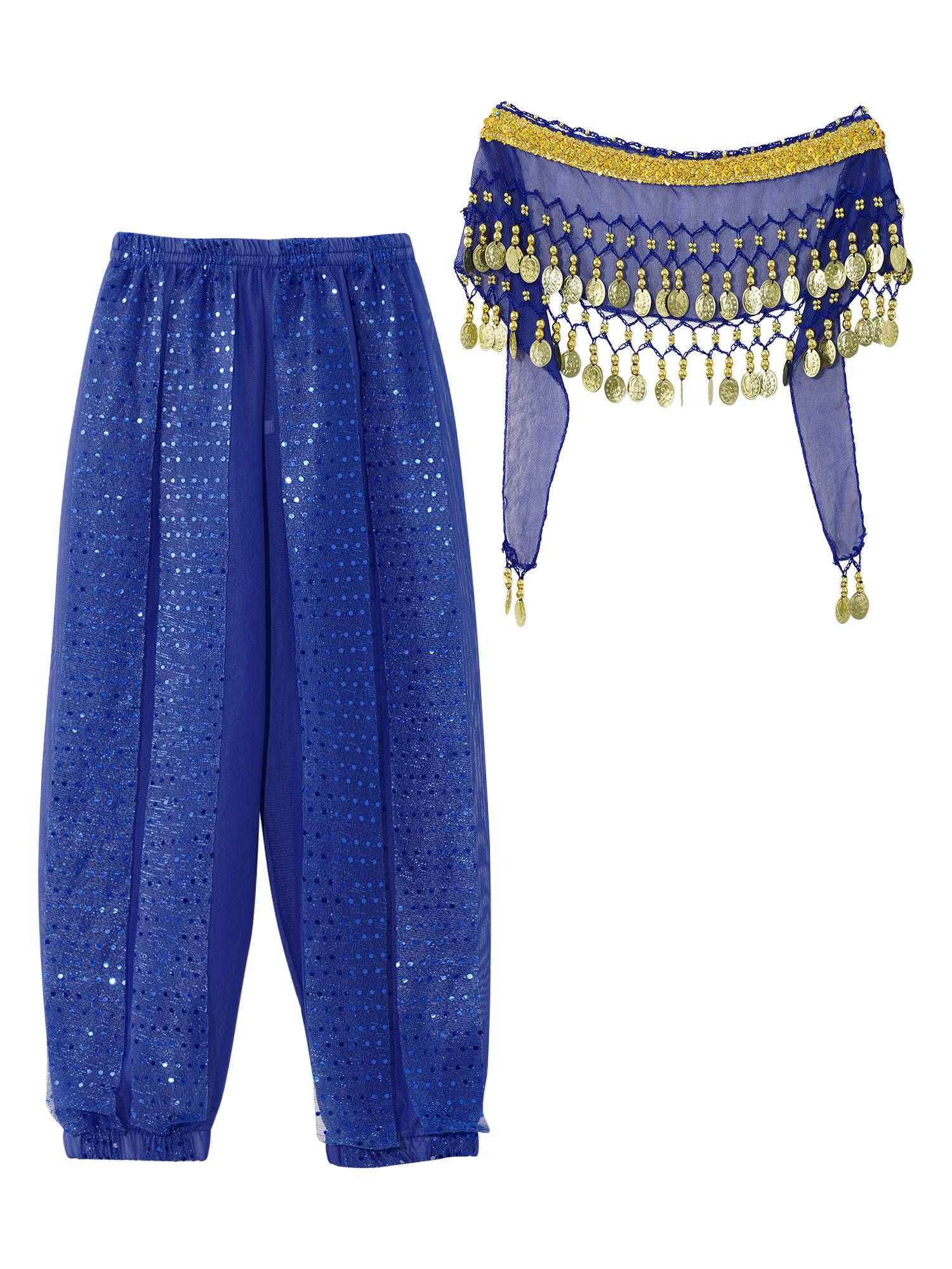 Kids Girls Sequined Chiffon Belly Dance Pants