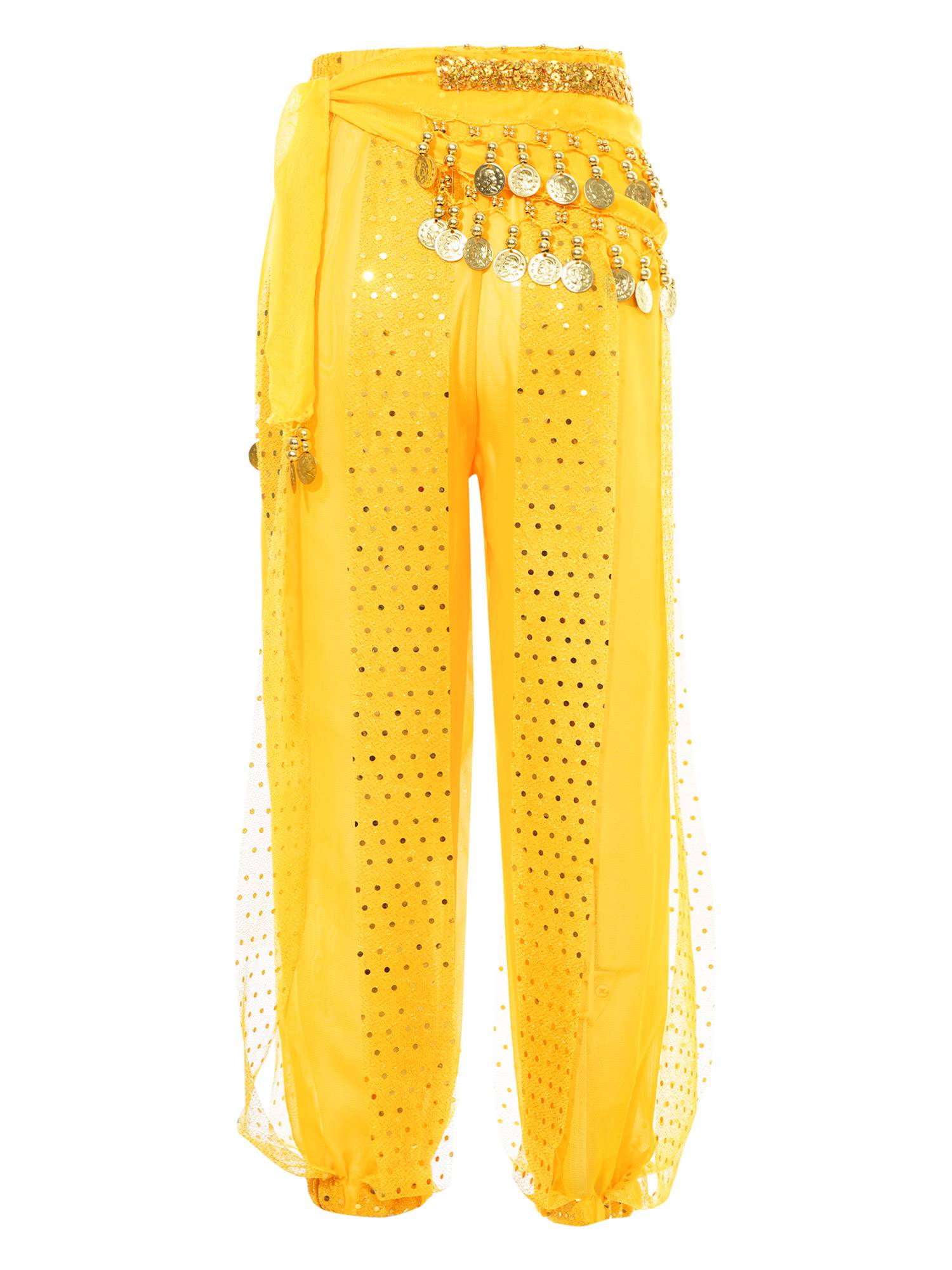 Kids Girls Sequined Chiffon Belly Dance Pants