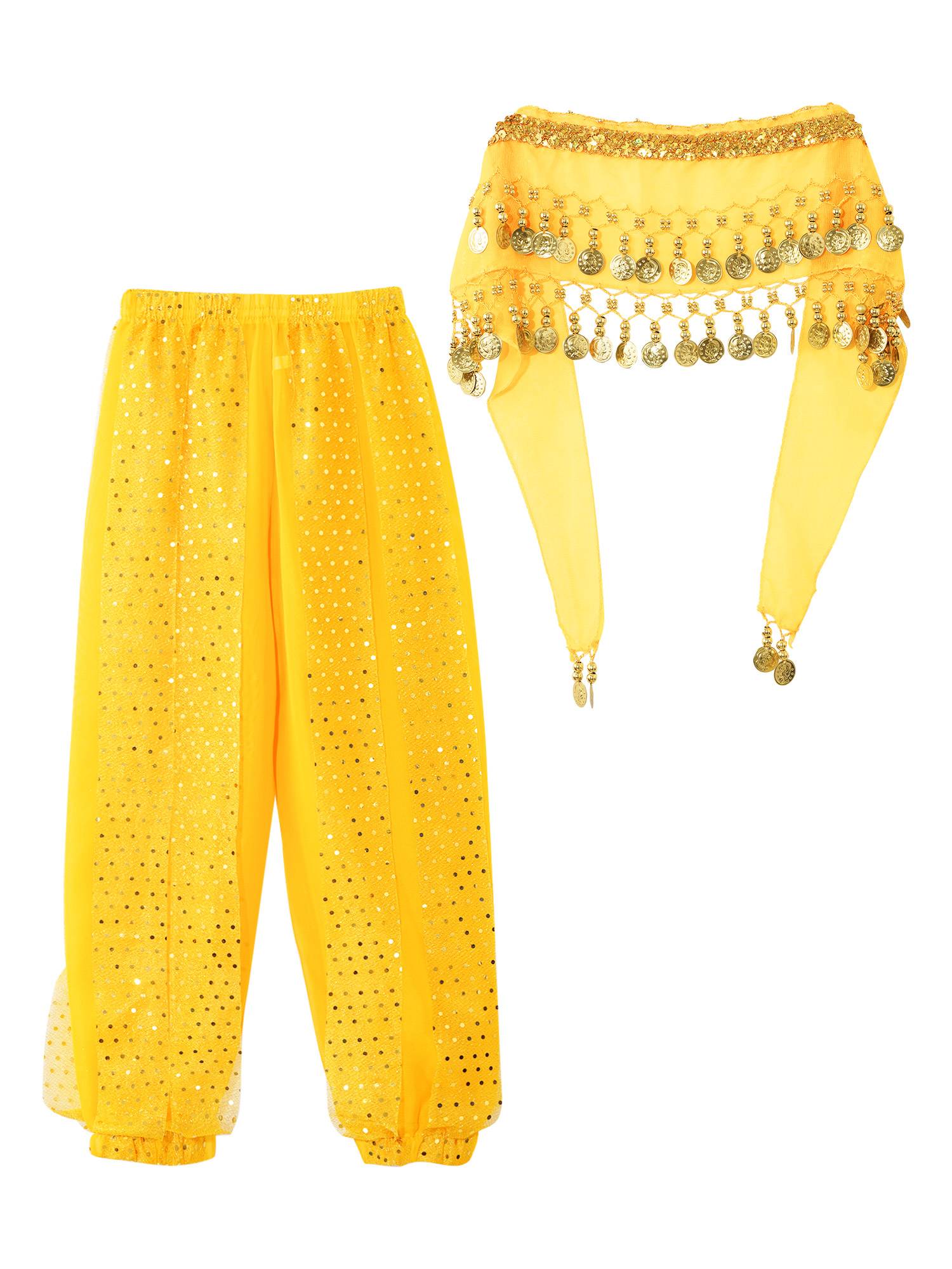 Kids Girls Sequined Chiffon Belly Dance Pants