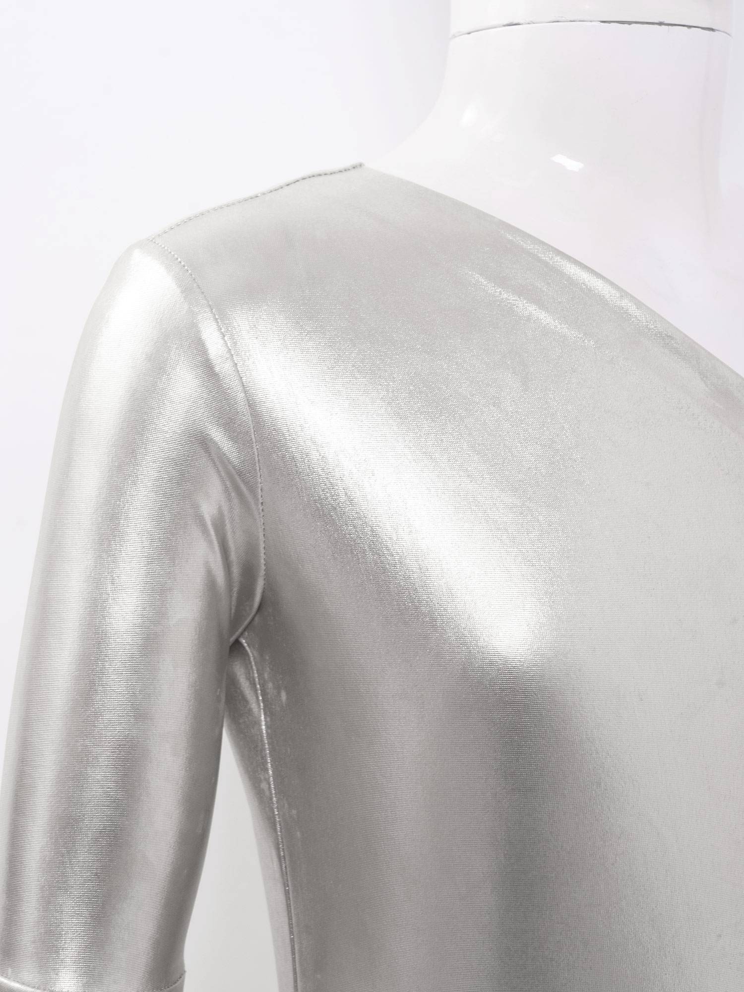 Kids Girls Metallic Shiny Bell-Bottom Jazz Dance Unitard Jumpsuit