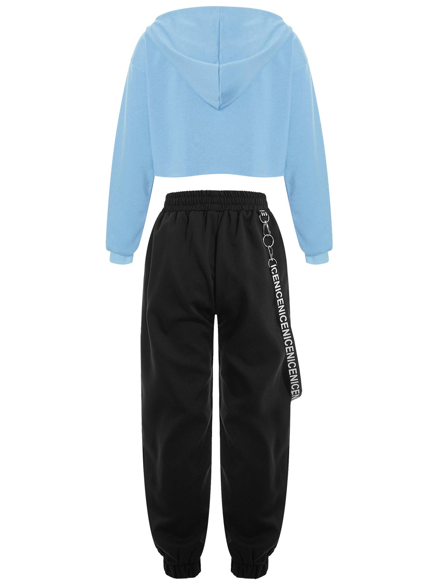 Kids Girls 2pcs Butterfly Printed Cropped Hoodies and Sweatpants Sets