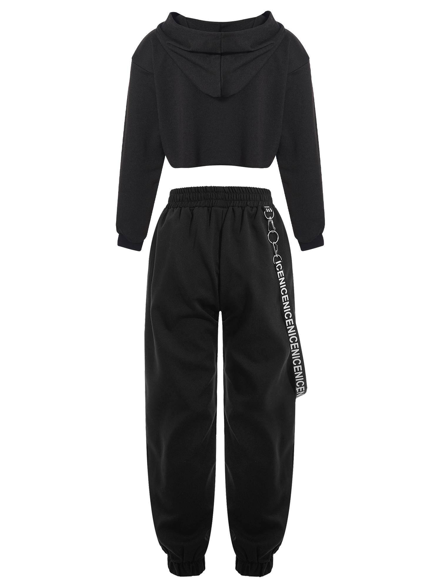 Kids Girls 2pcs Butterfly Printed Cropped Hoodies and Sweatpants Sets