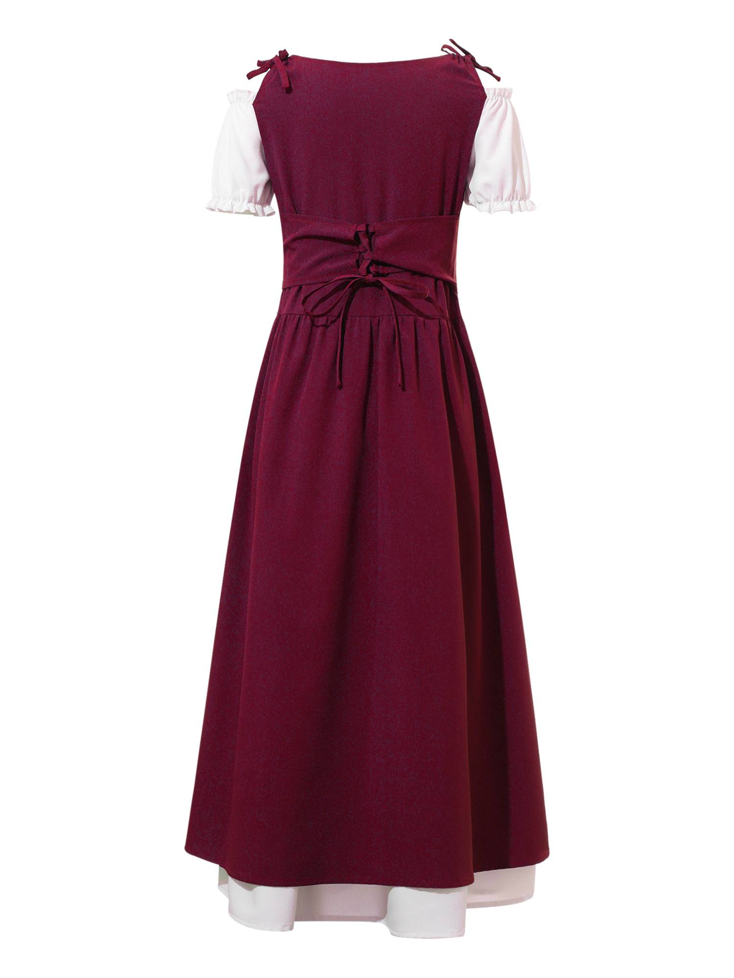 Kids Girls Medieval Renaissance Costume Short Sleeve  Ruffle Dress