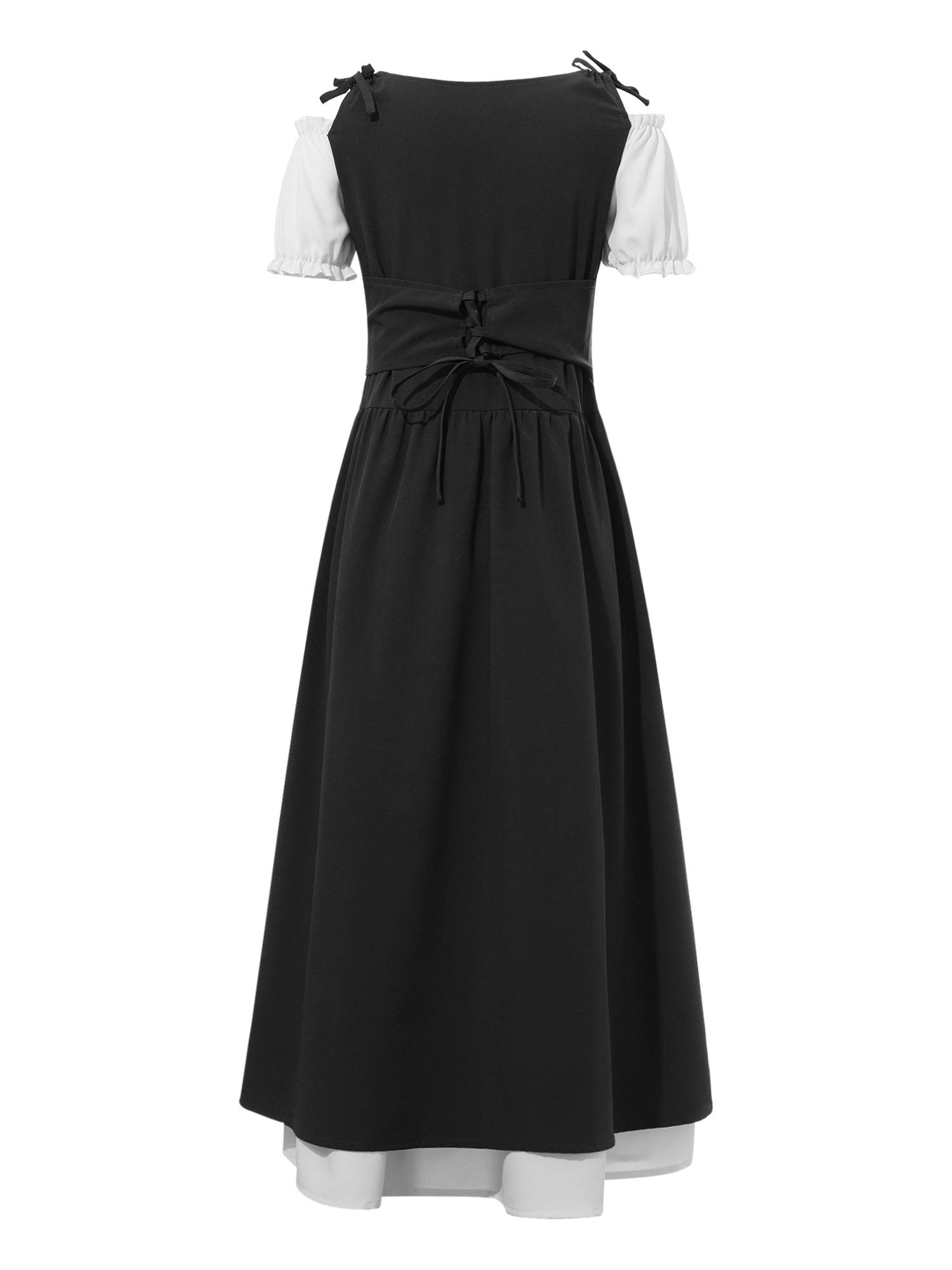 Kids Girls Medieval Renaissance Costume Short Sleeve  Ruffle Dress