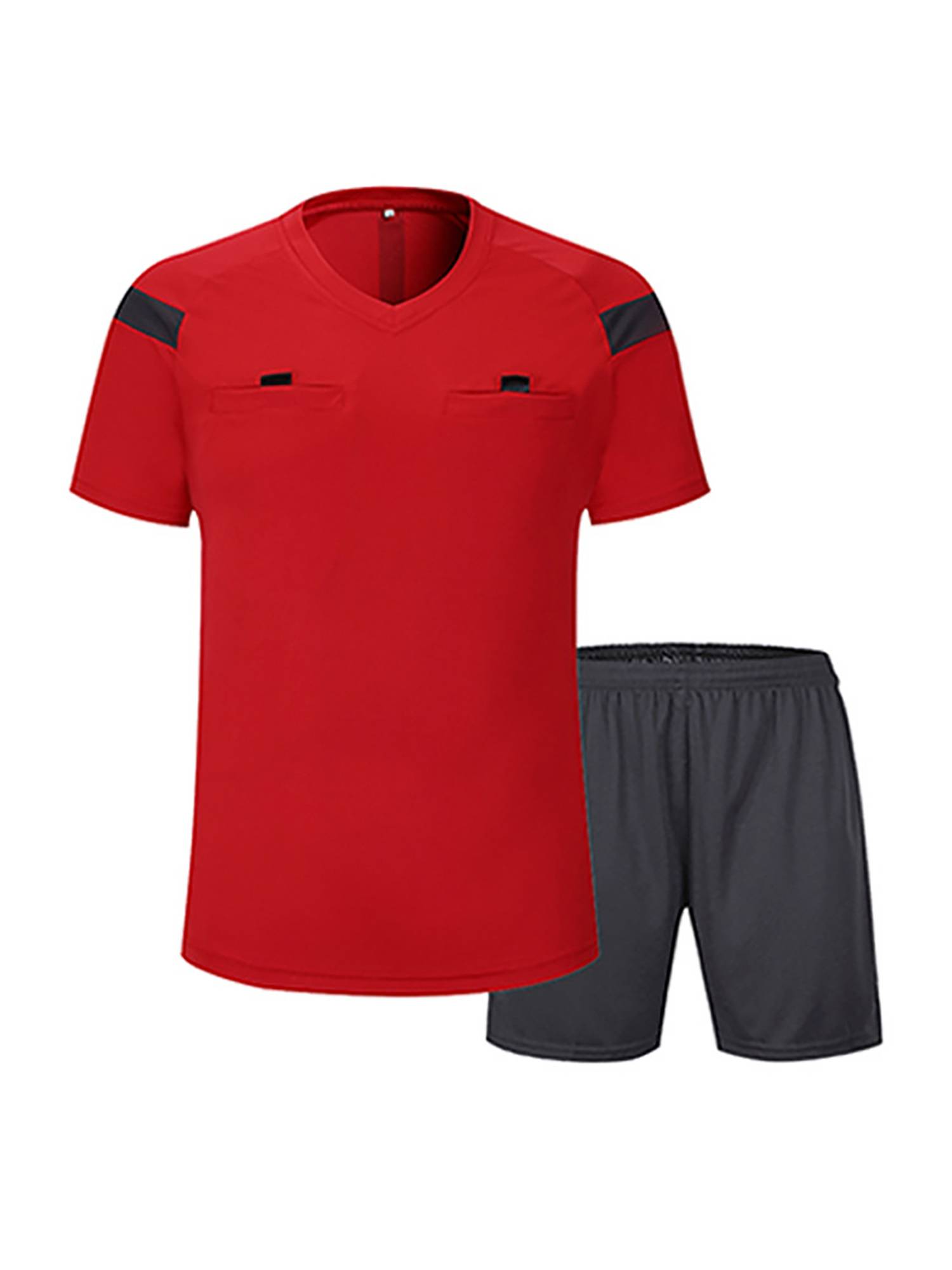 Men Two-Piece Short Sleeve T-shirt with Shorts Soccer Referee Uniform