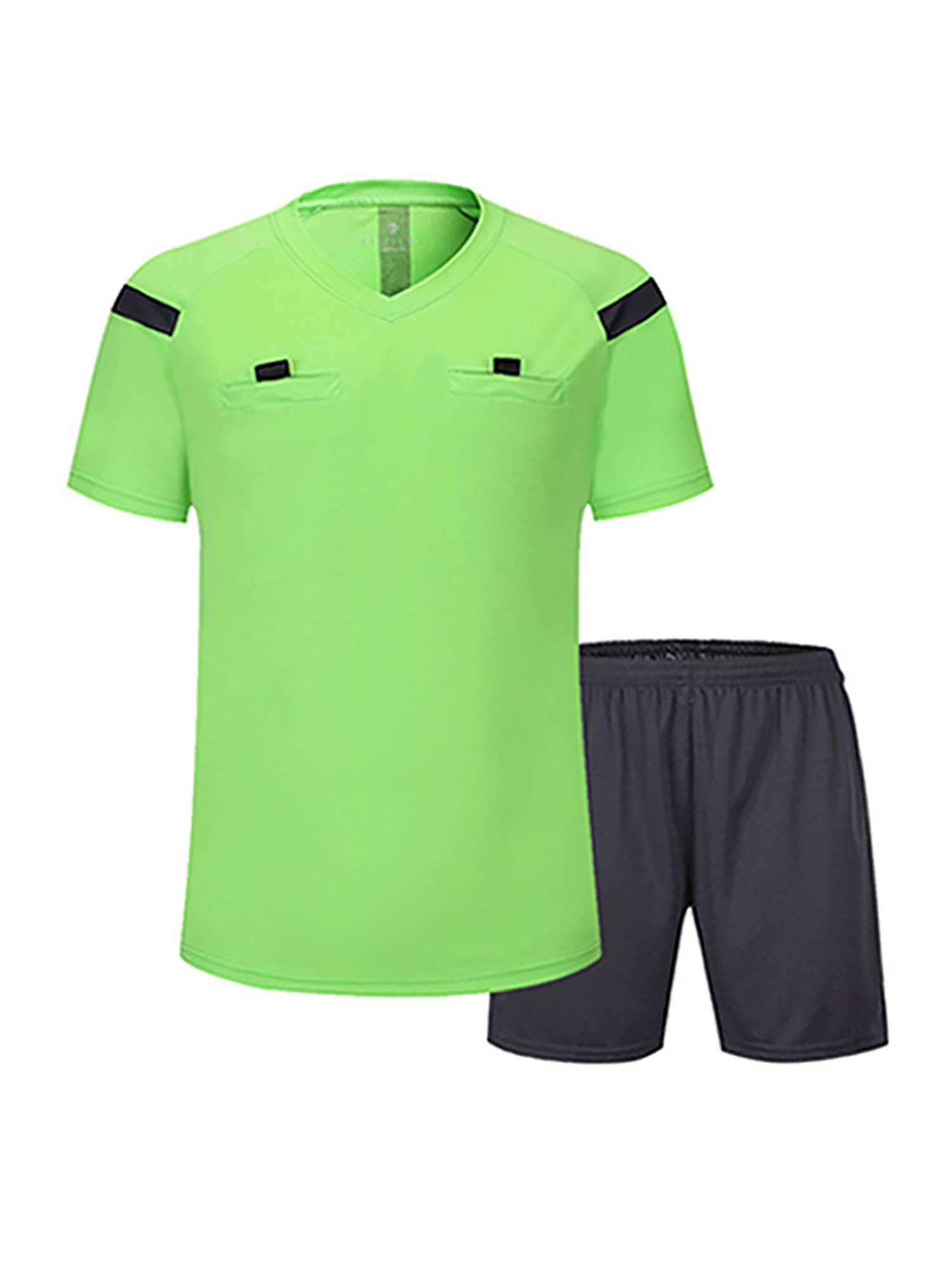 Men Two-Piece Short Sleeve T-shirt with Shorts Soccer Referee Uniform