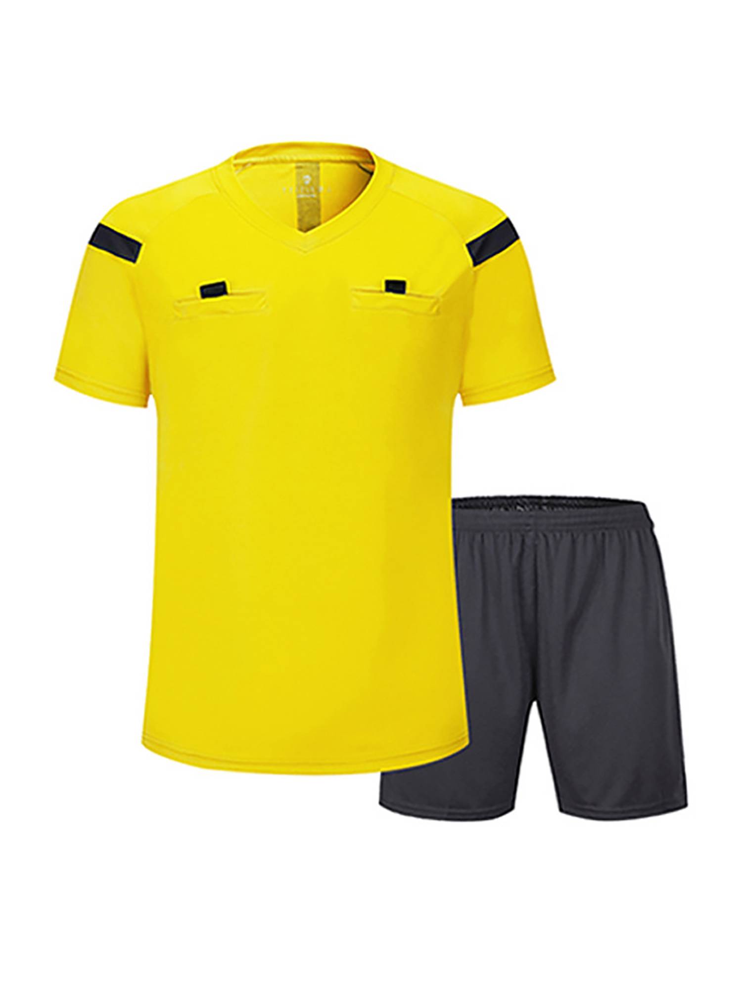 Men Two-Piece Short Sleeve T-shirt with Shorts Soccer Referee Uniform