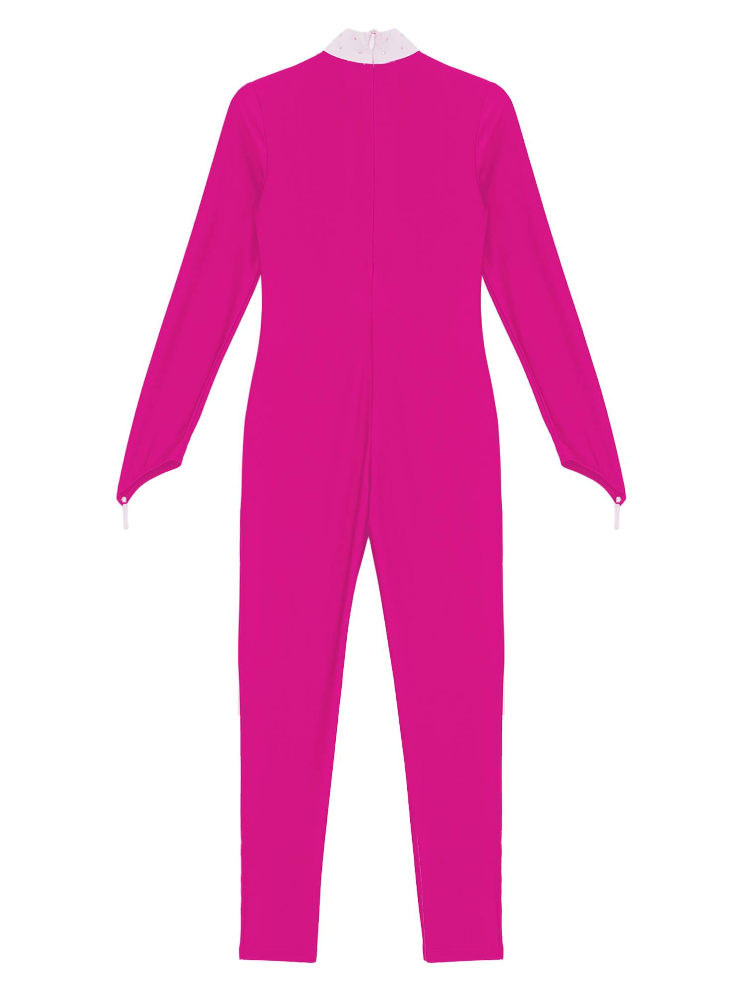 Kids Girls Sequined Rhinestone Long Sleeve Figure Skating Unitard