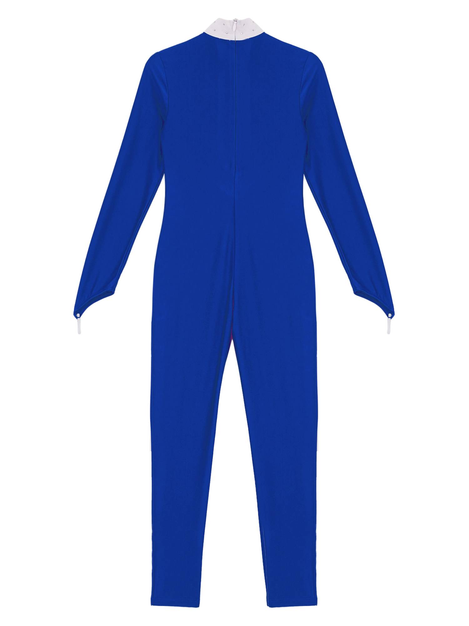 Kids Girls Sequined Rhinestone Long Sleeve Figure Skating Unitard
