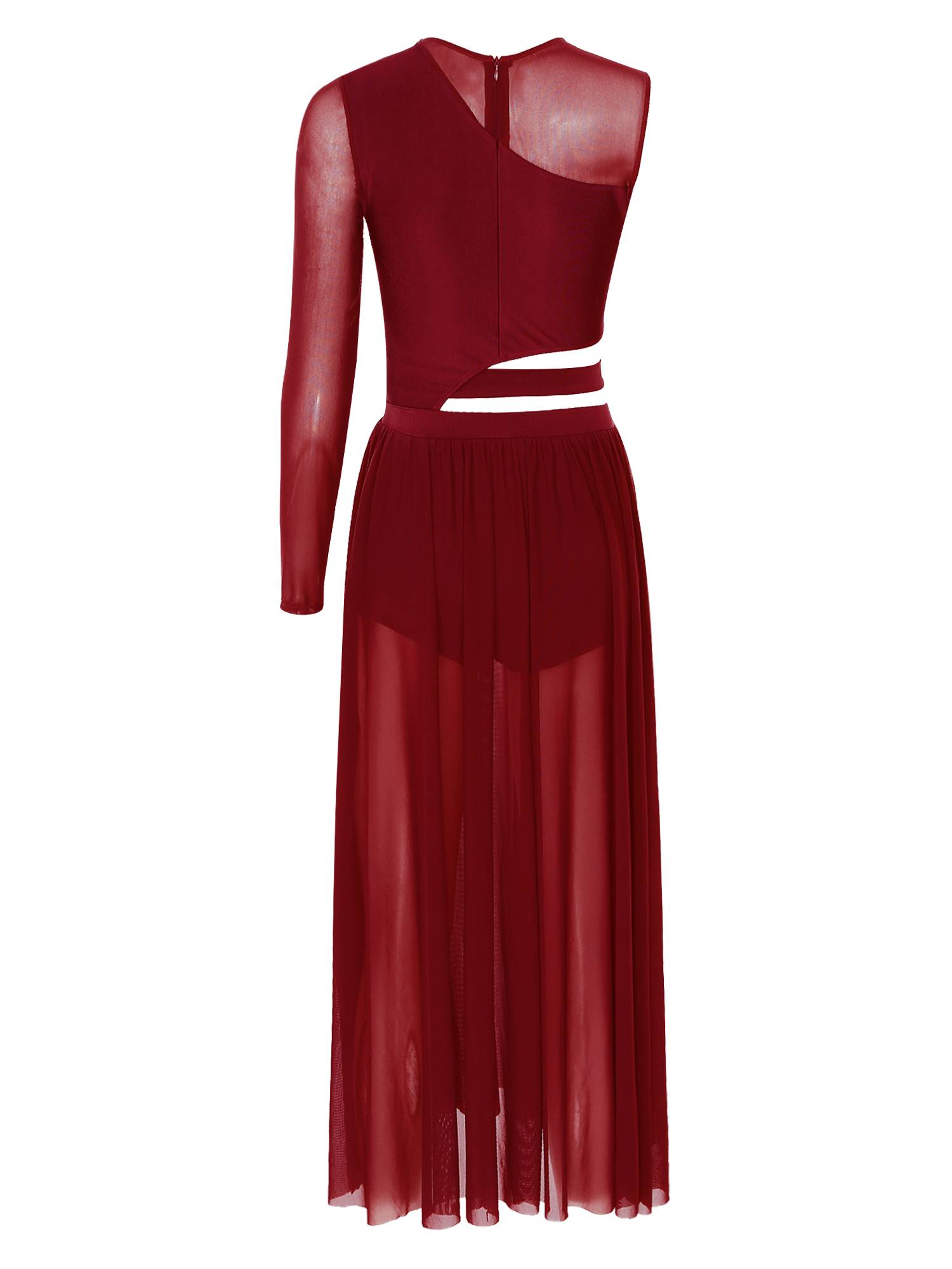 Women One Shoulder Side Slit Modern Lyrical Dance Leotard Dresses