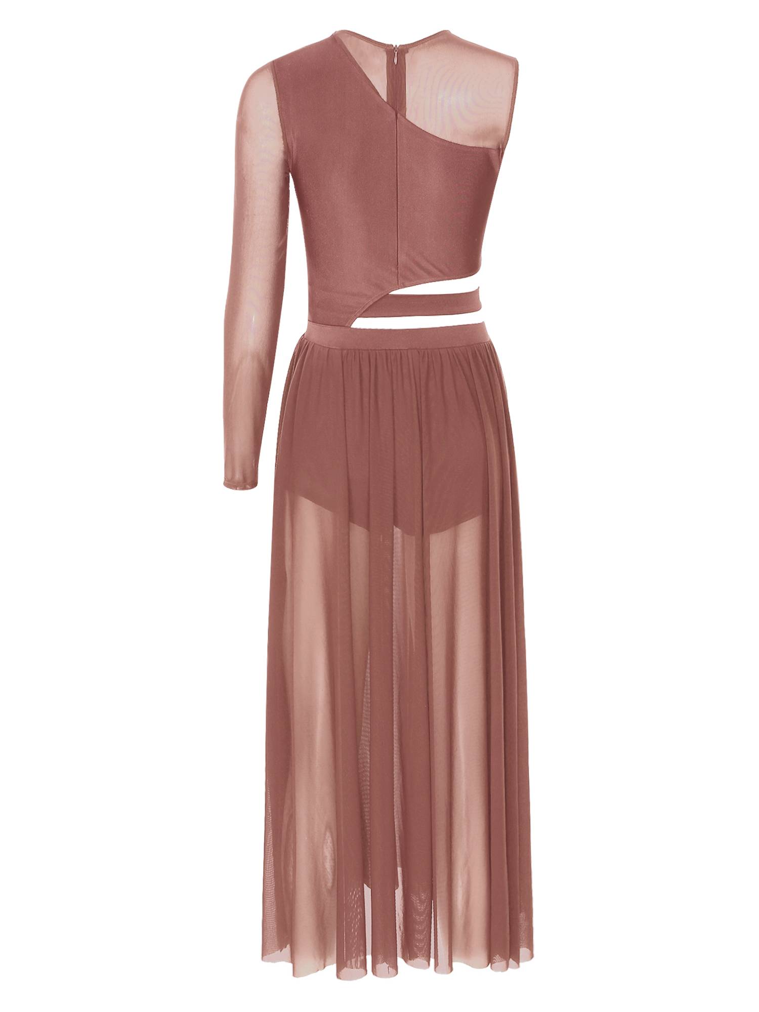 Women One Shoulder Side Slit Modern Lyrical Dance Leotard Dresses