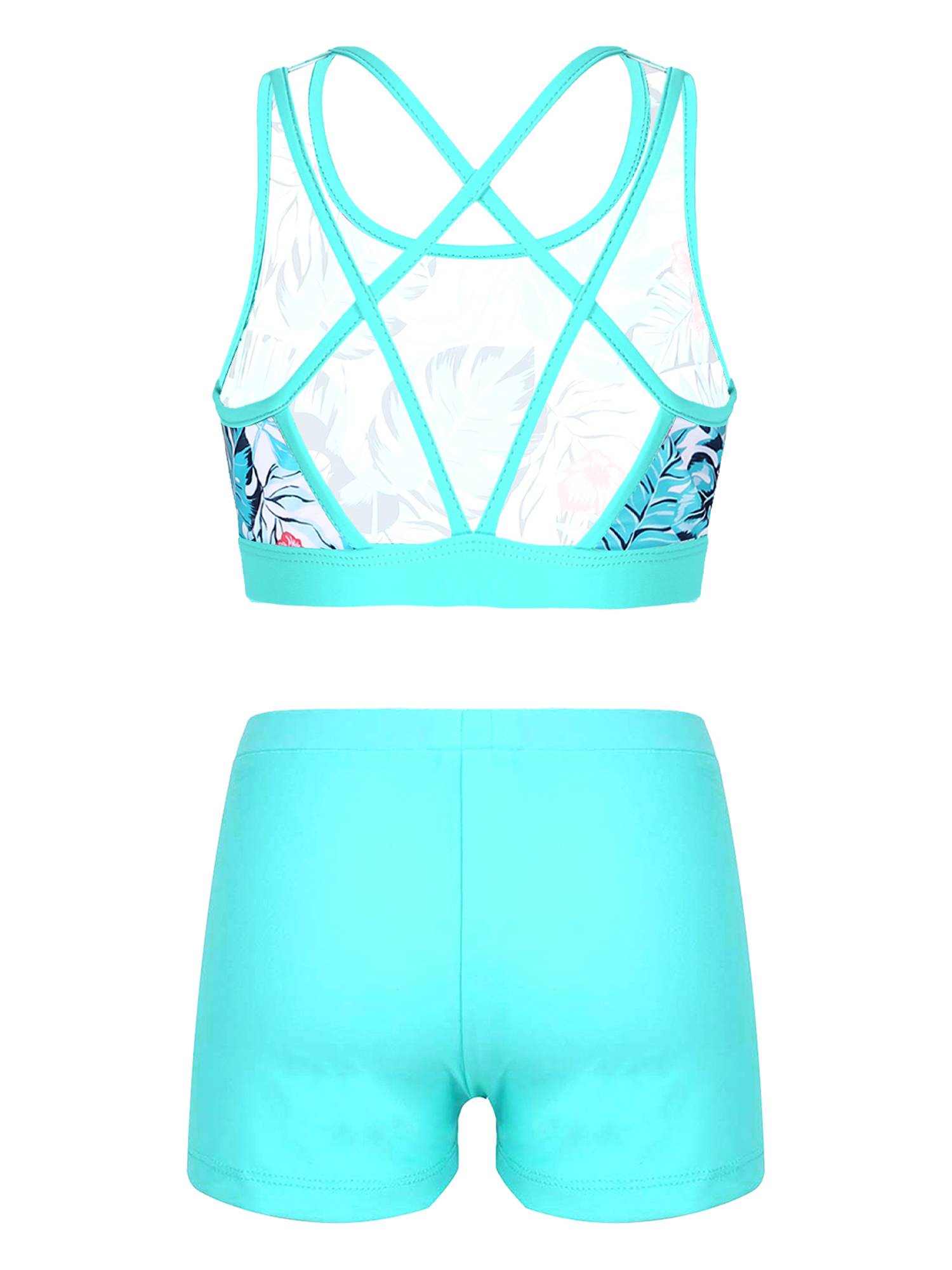 Kids Girls Floral Printed Two Piece Swimwear Set