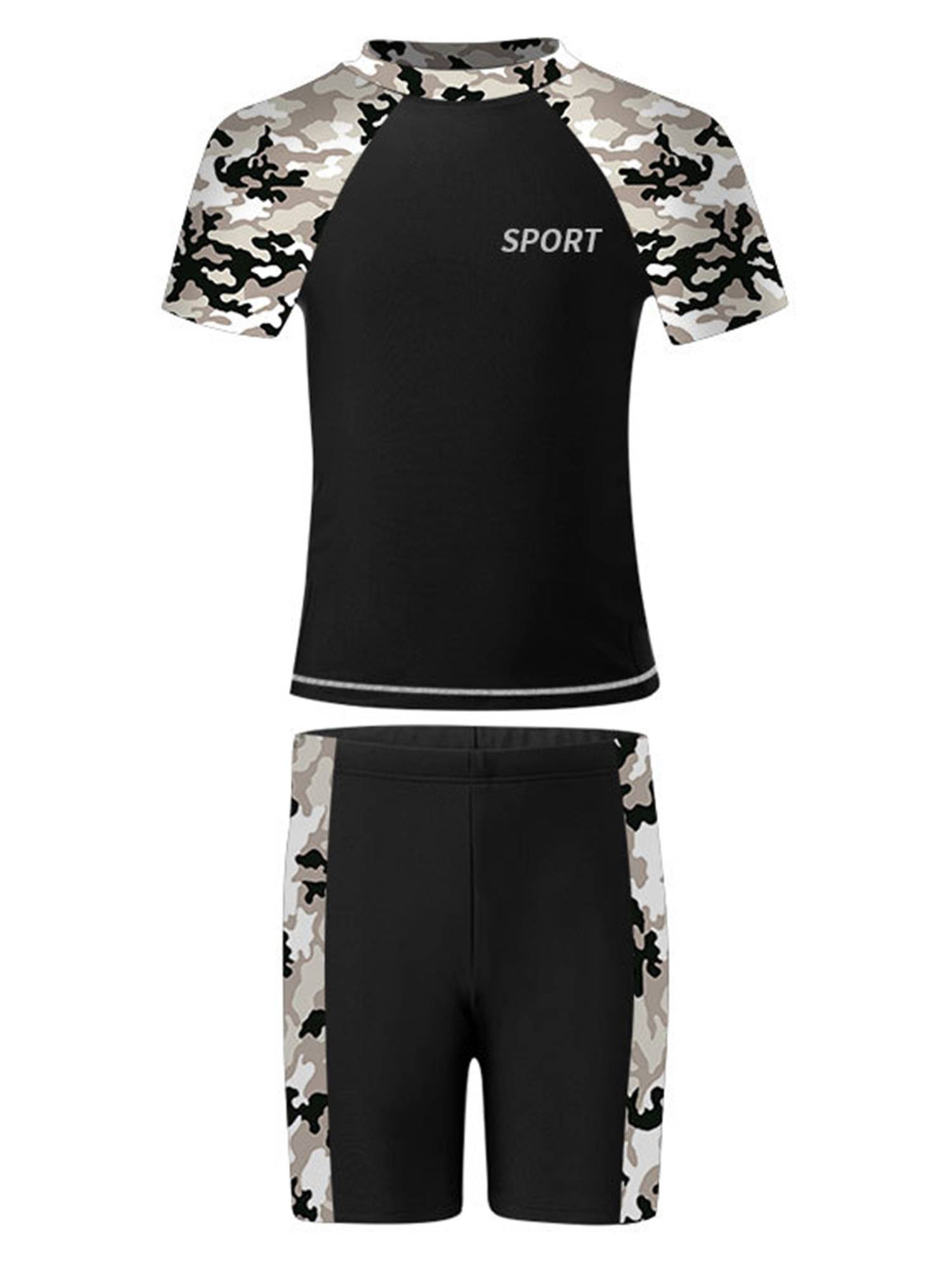 Kids Boys Two Pieces Short Sleeve Top and Shorts Swimsuit Set