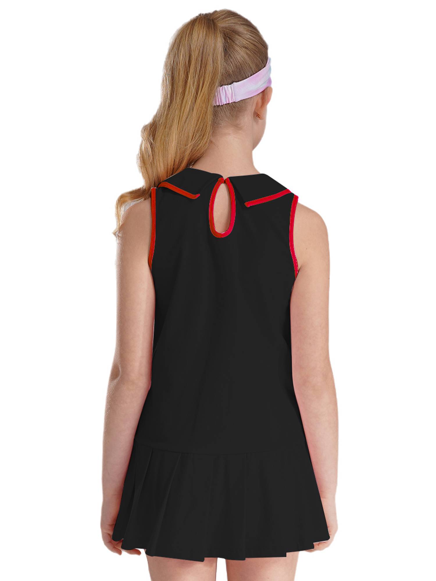 Kids Girls 2pcs Sleeveless Pleated Dress with Shorts Tennis Golf Set