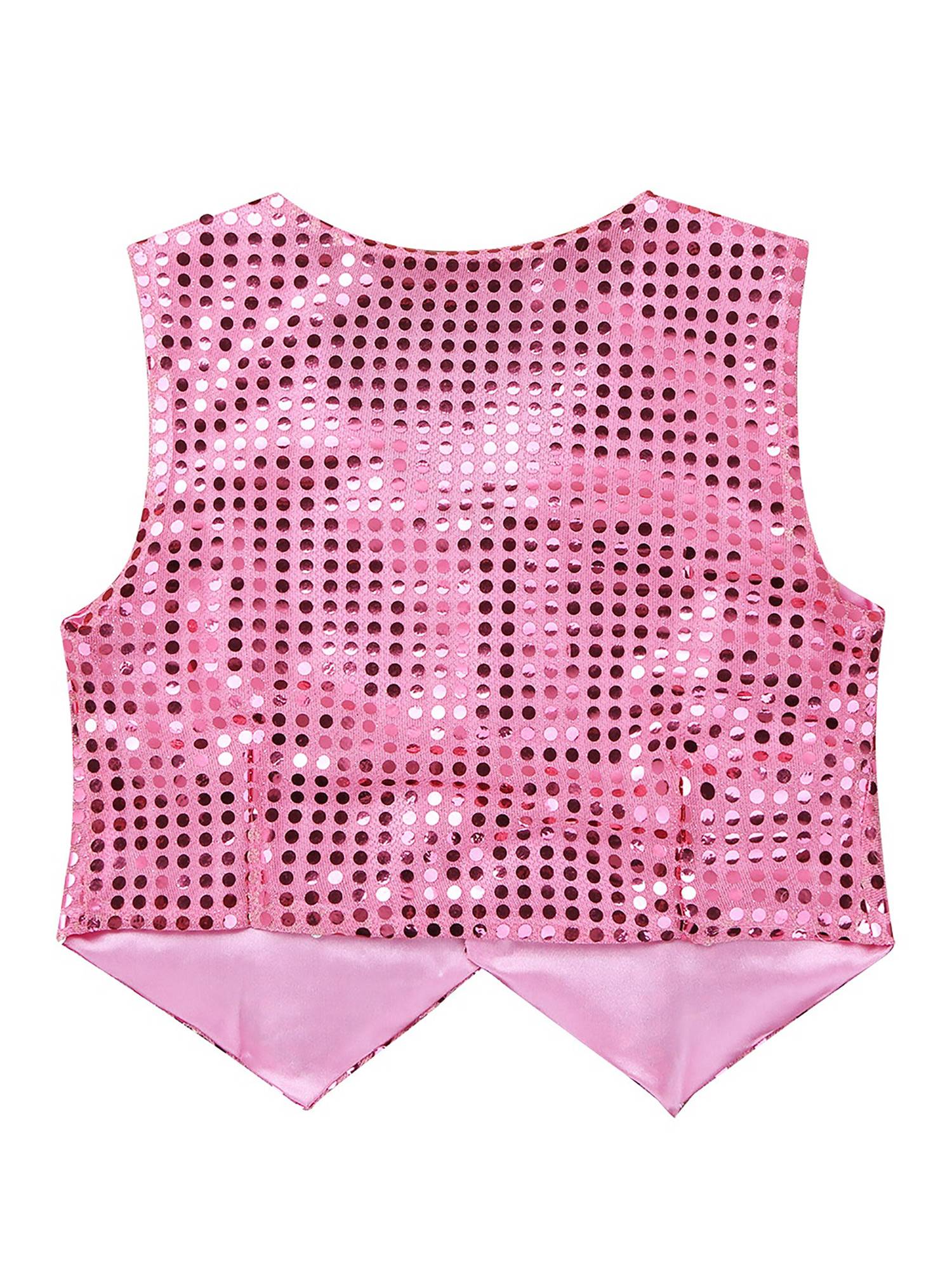 Women Glitter Sequins Vest Button Up Waistcoat for Jazz Dance