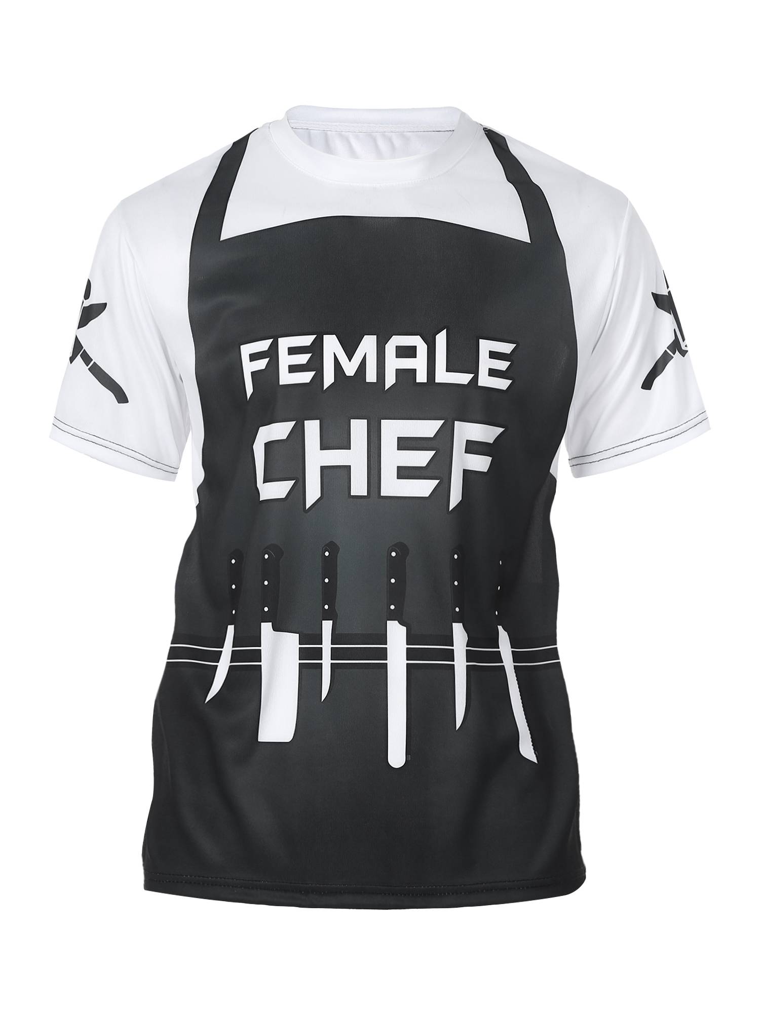 Men Creative Color Block Printed Short Sleeve Chef T-shirt