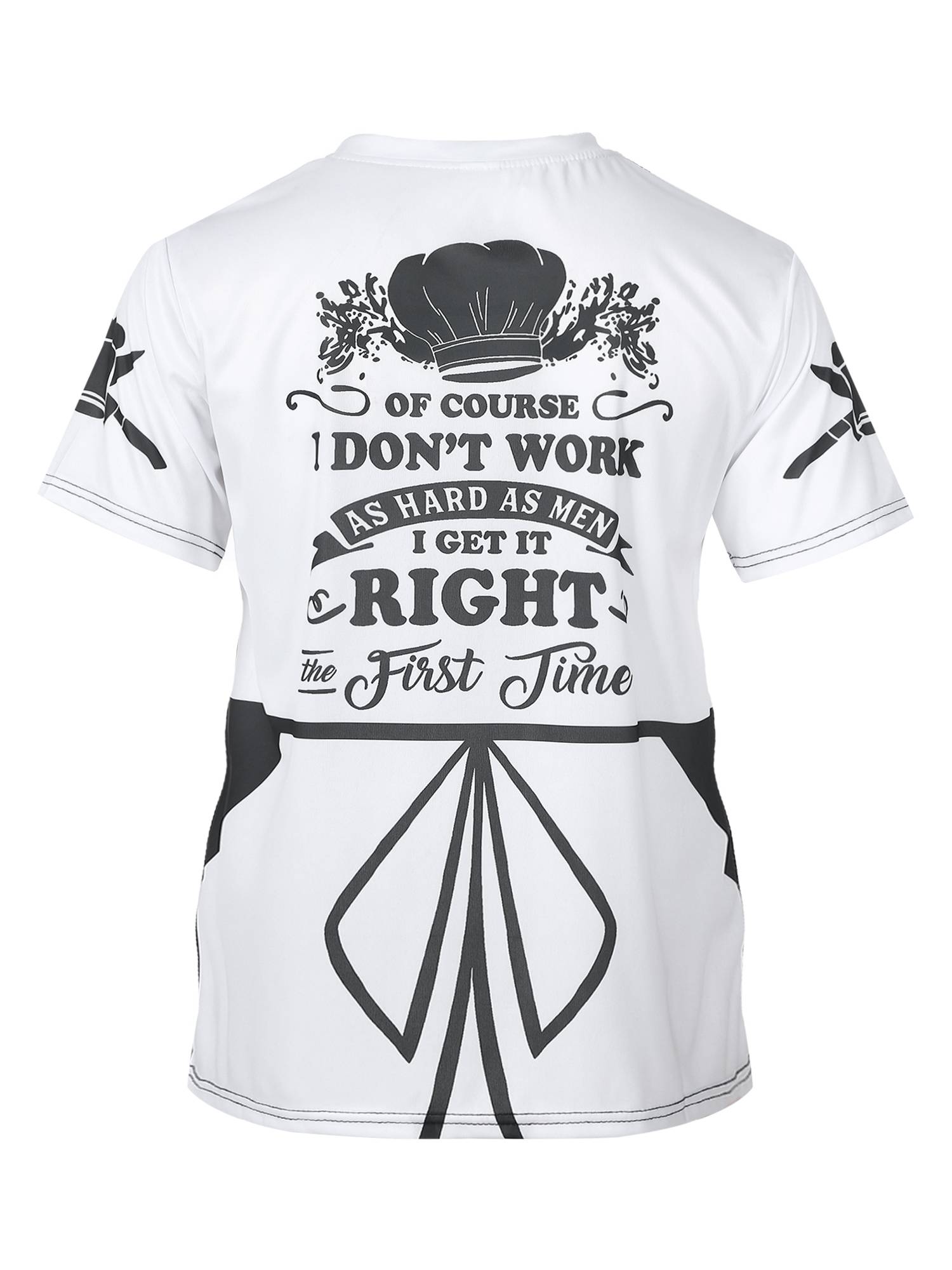 Men Creative Color Block Printed Short Sleeve Chef T-shirt