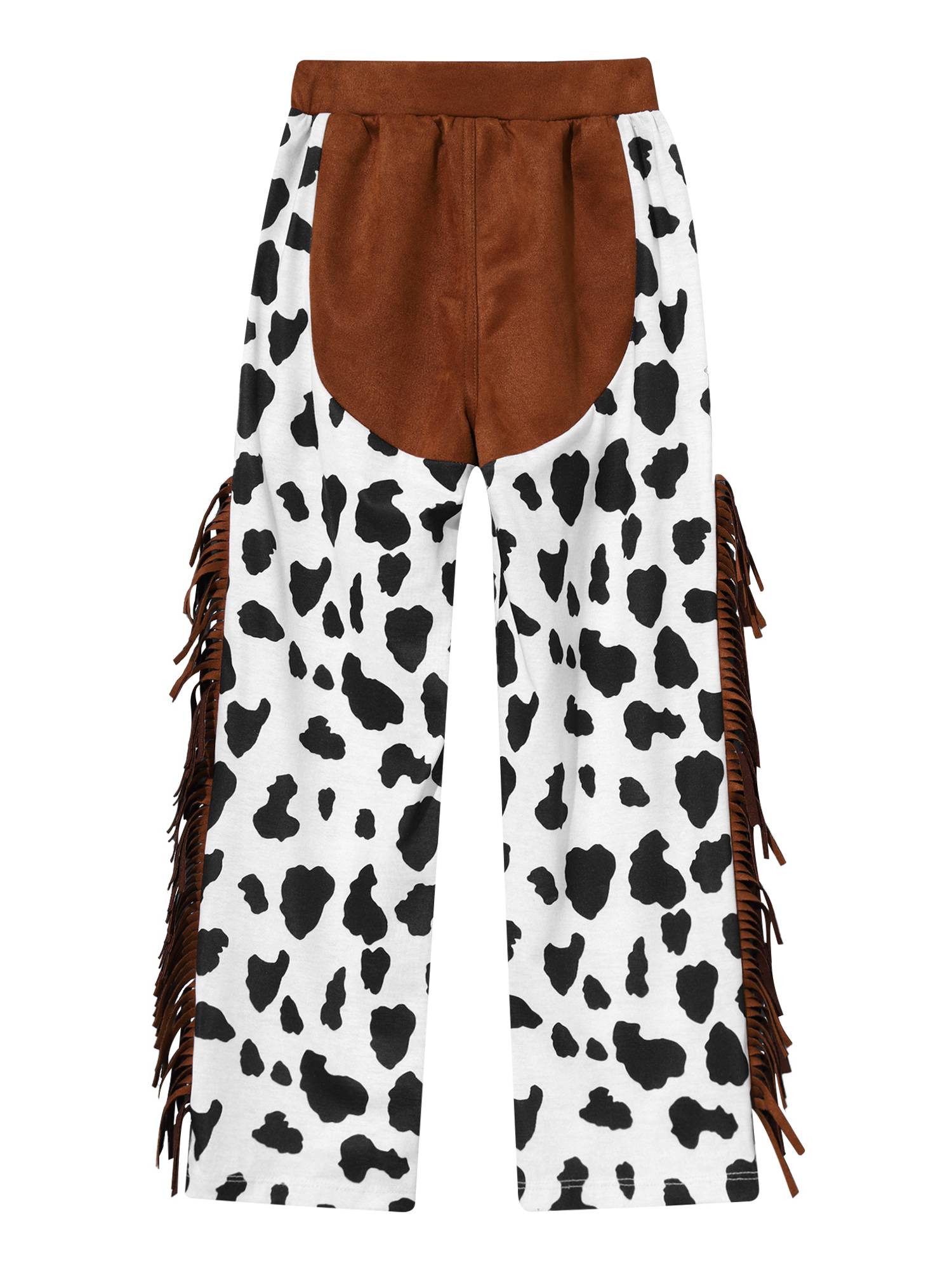 Kids Boys Cow Print Tassels Halloween Cowboy Costume Pants