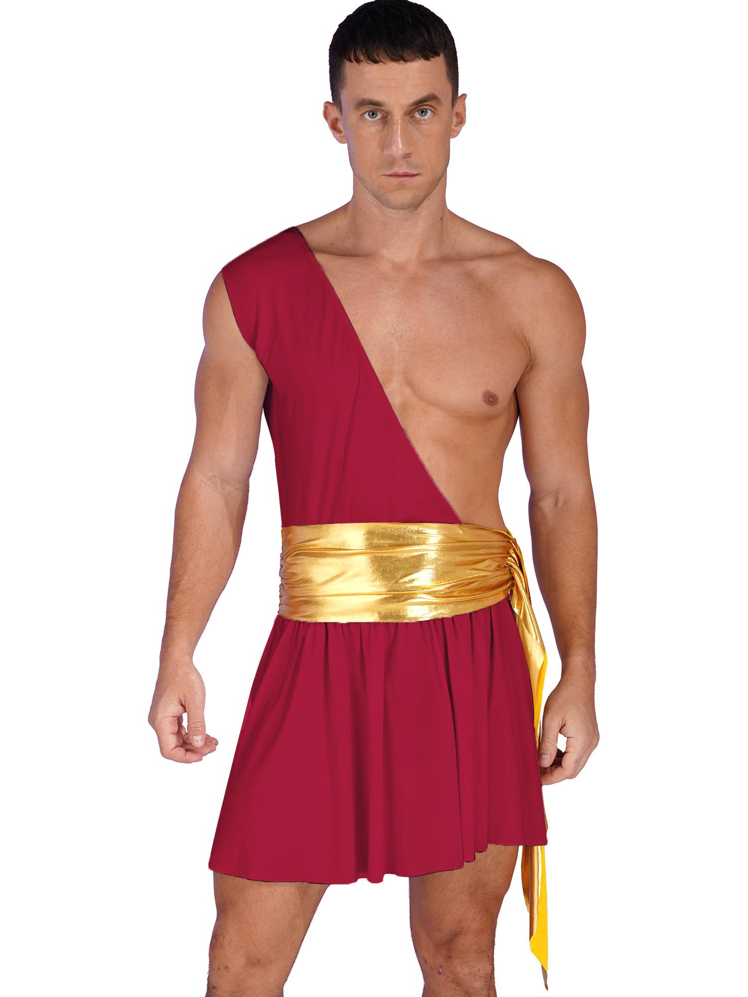 Men One Shoulder Metallic Ancient Greek Cosplay Dress