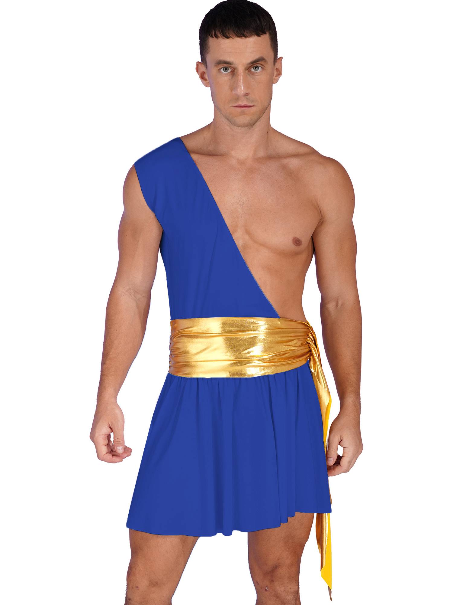 Men One Shoulder Metallic Ancient Greek Cosplay Dress