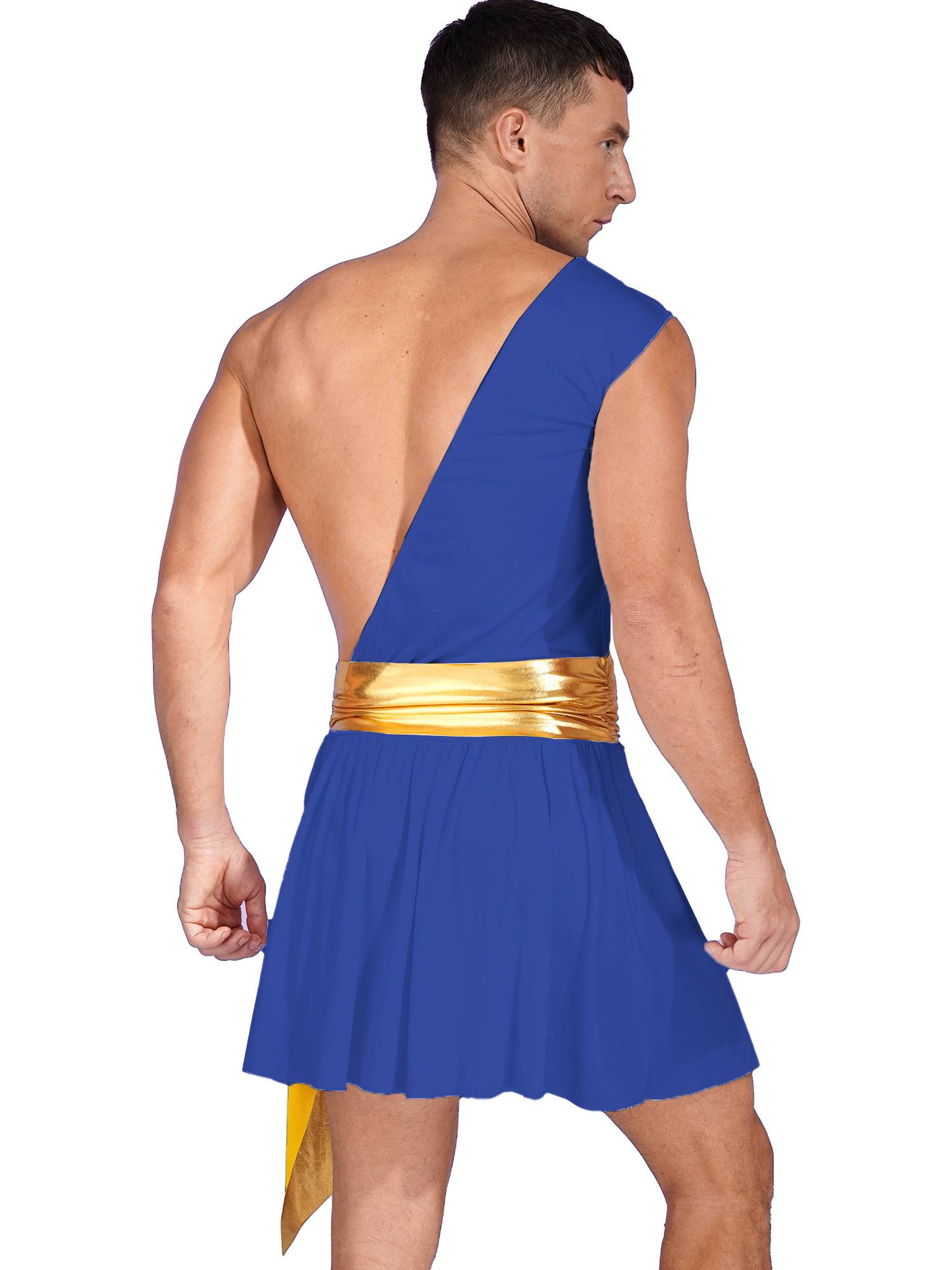 Men One Shoulder Metallic Ancient Greek Cosplay Dress